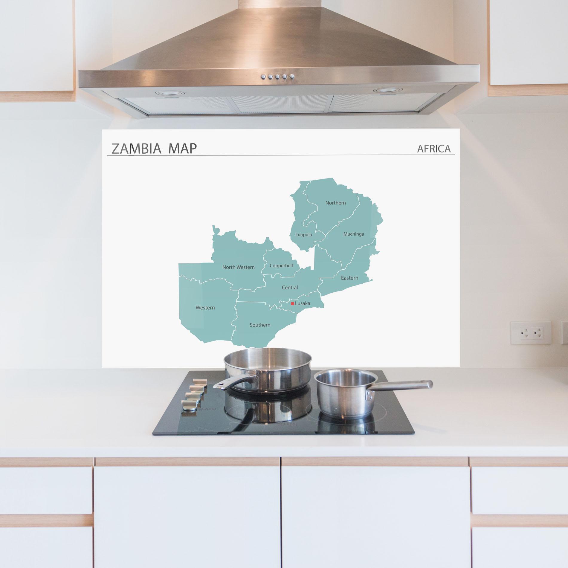 Küchenrückwand Glas Zambia Map mockup 5
