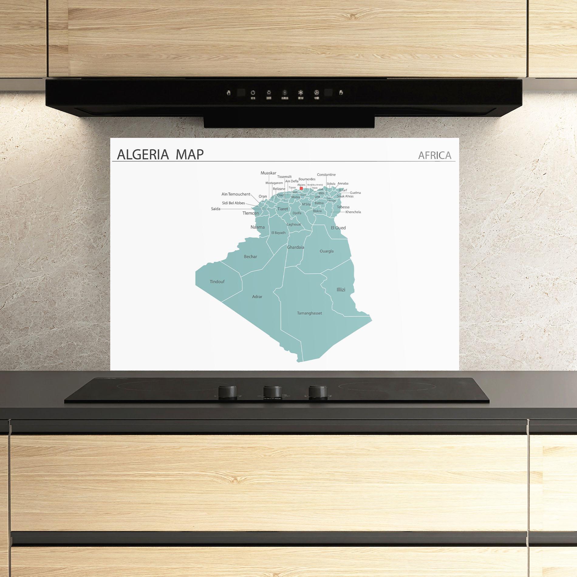 Küchenrückwand Glas Algeria Map mockup 3