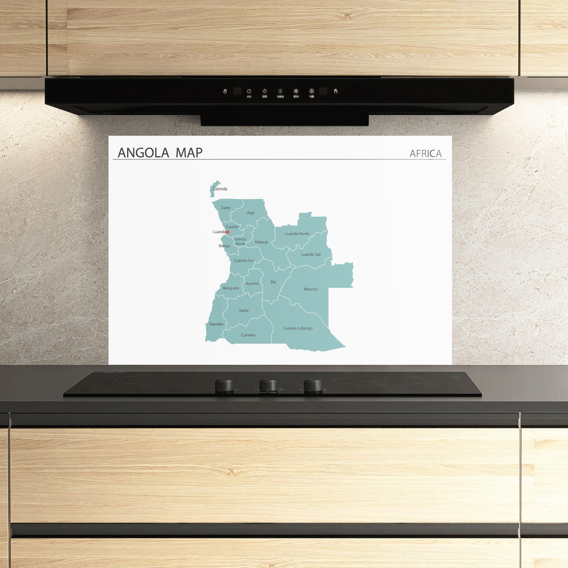 Küchenrückwand Glas Angola Map mockup 3