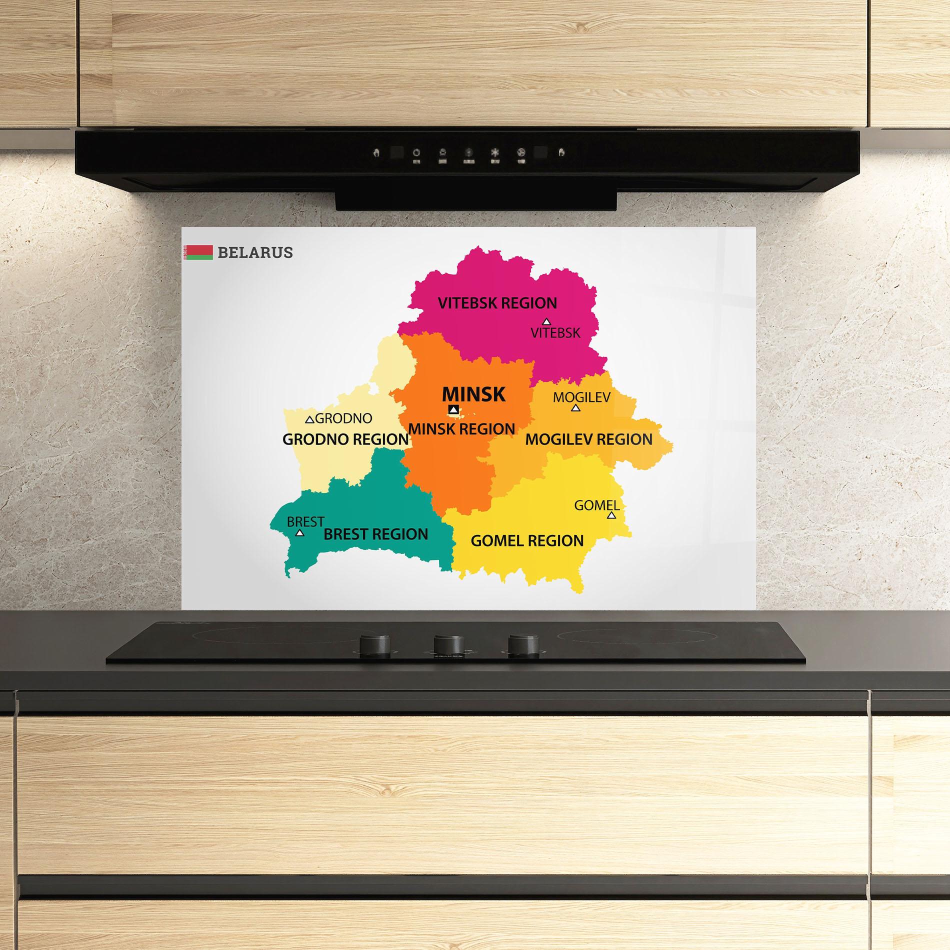 Küchenrückwand Glas Belarus Color Map mockup 3