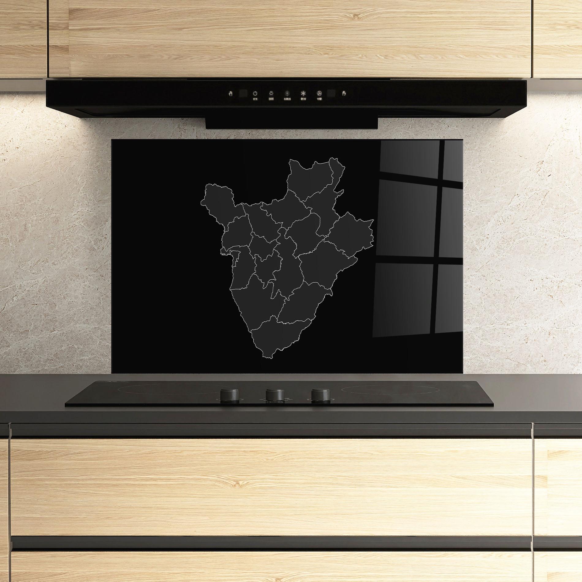 Küchenrückwand Glas Burundi Grey Map mockup 3