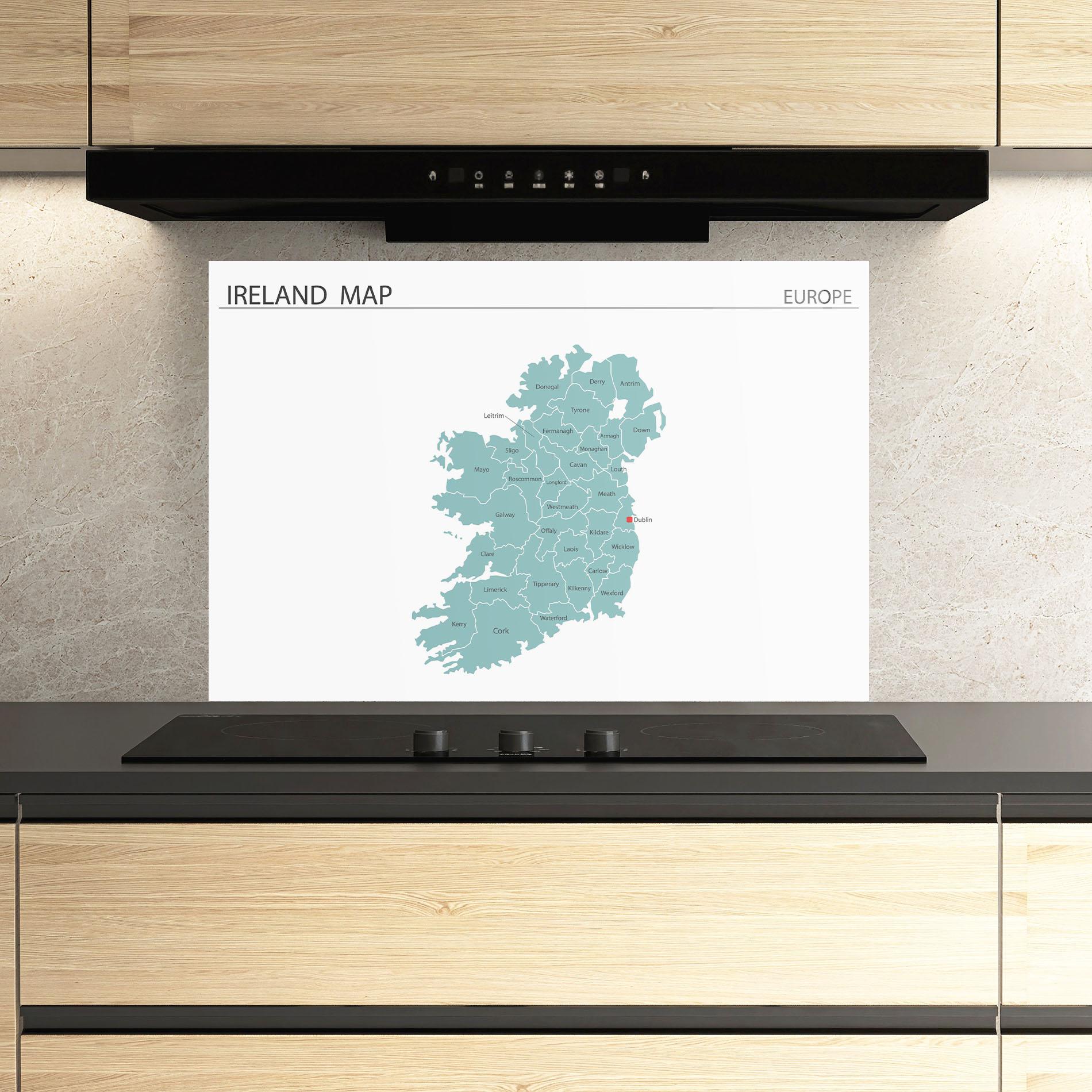 Küchenrückwand Glas Ireland Map mockup 3
