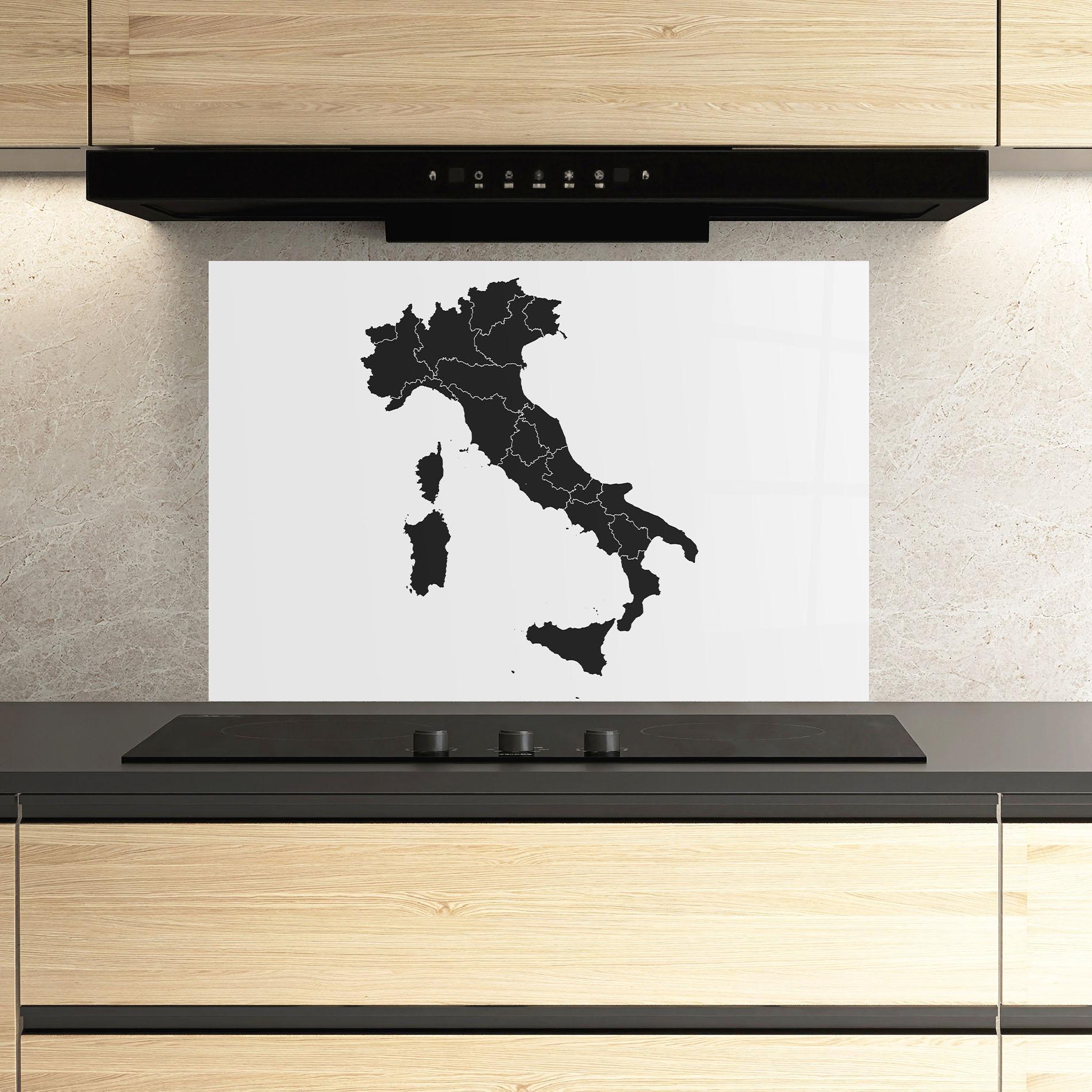Küchenrückwand Glas Italy Grey Map mockup 3