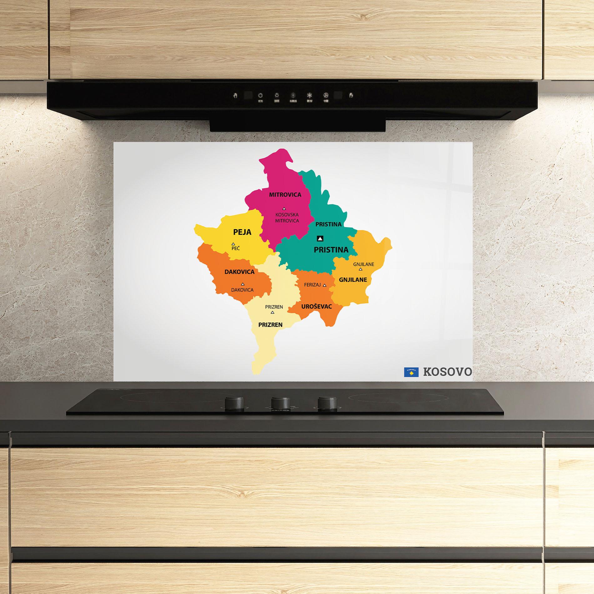 Küchenrückwand Glas Kosovo Color Map mockup 3