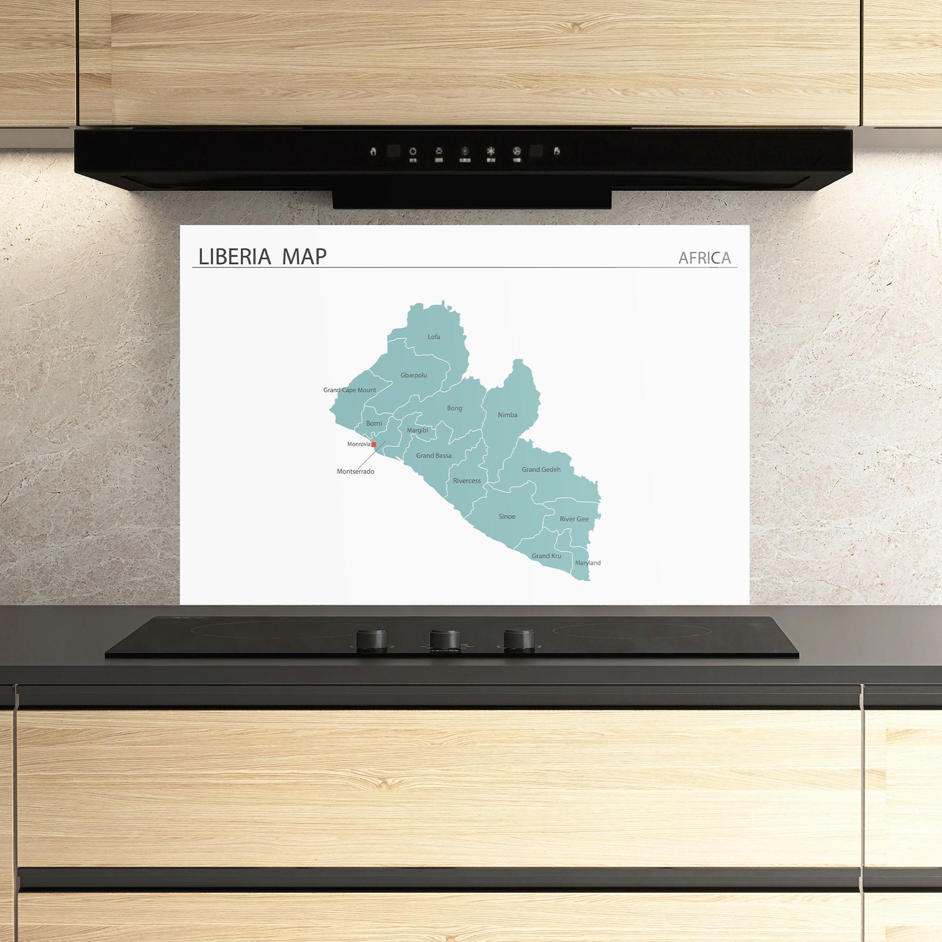 Küchenrückwand Glas Liberia Map mockup 3