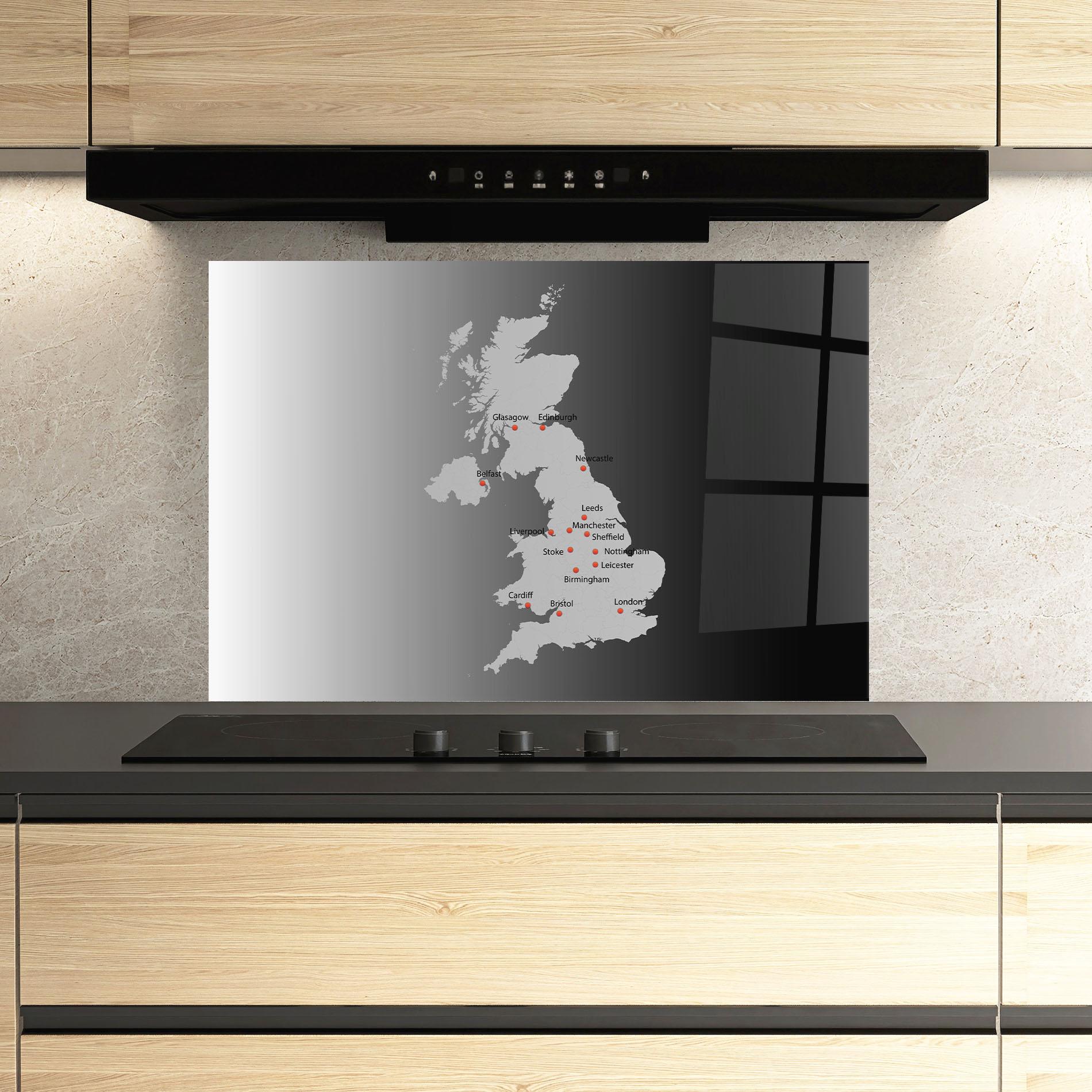 Küchenrückwand Glas Uk Map mockup 3