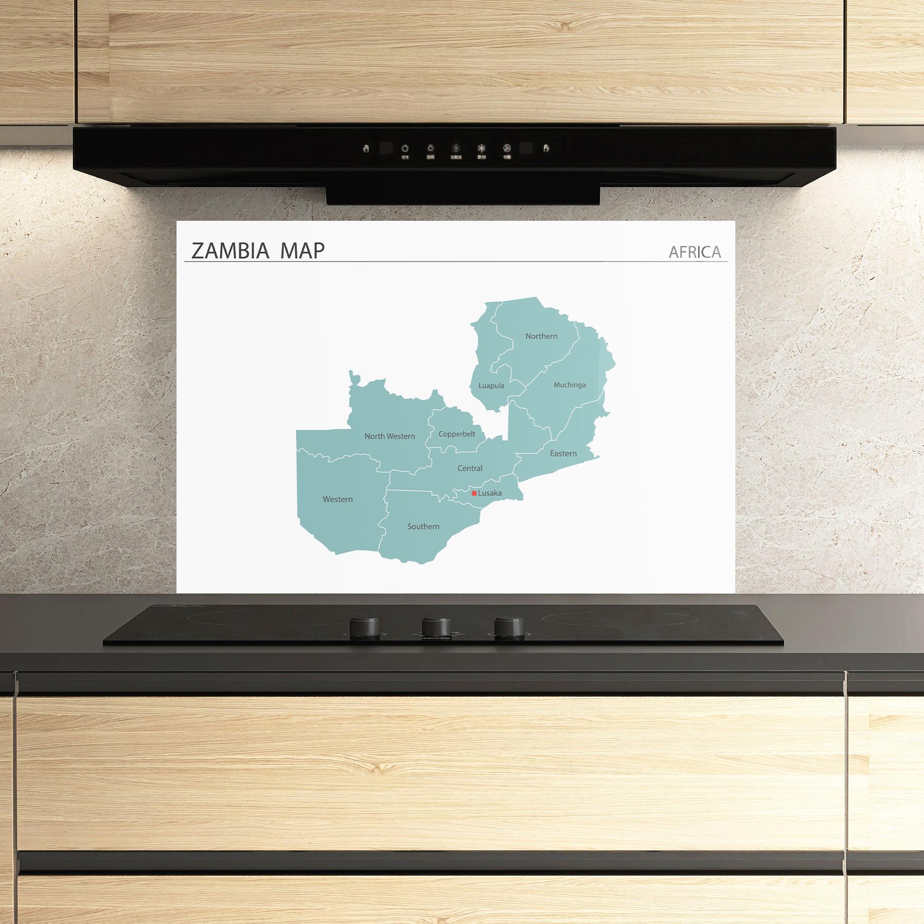 Küchenrückwand Glas Zambia Map mockup 3