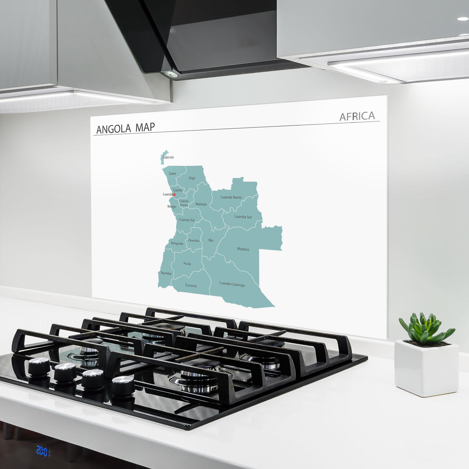 Küchenrückwand Glas Angola Map mockup 6