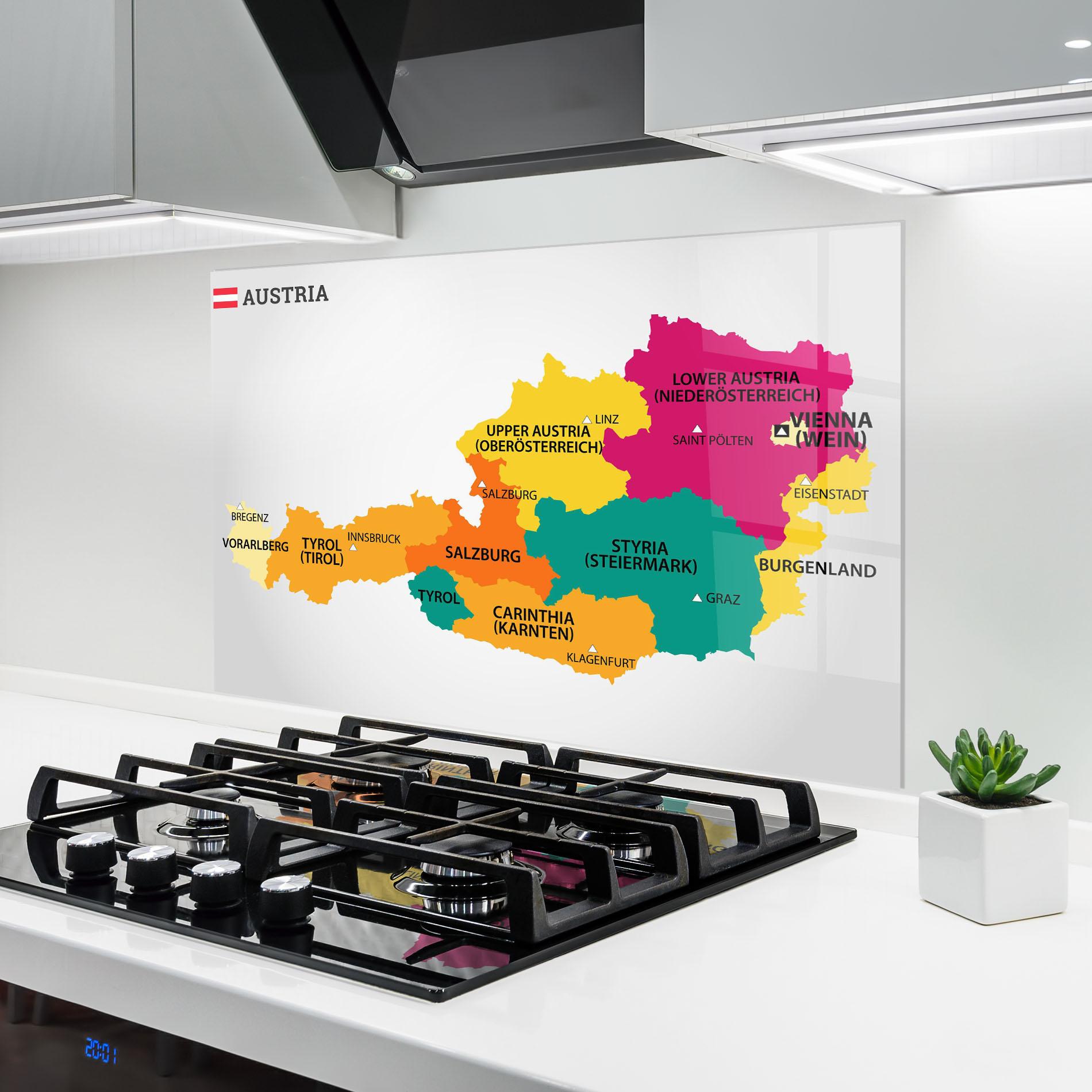 Küchenrückwand Glas Austria Color Map mockup 6