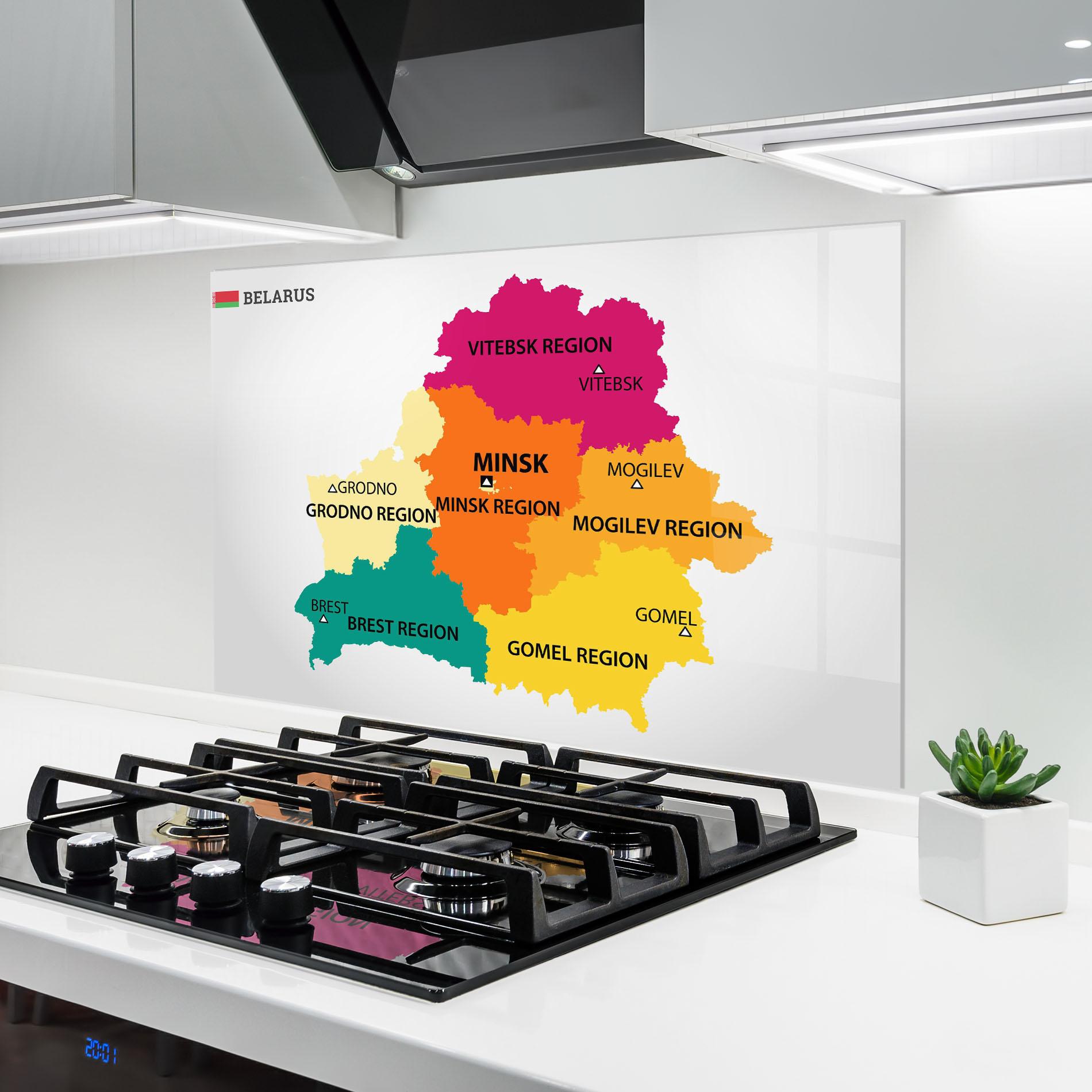 Küchenrückwand Glas Belarus Color Map mockup 6