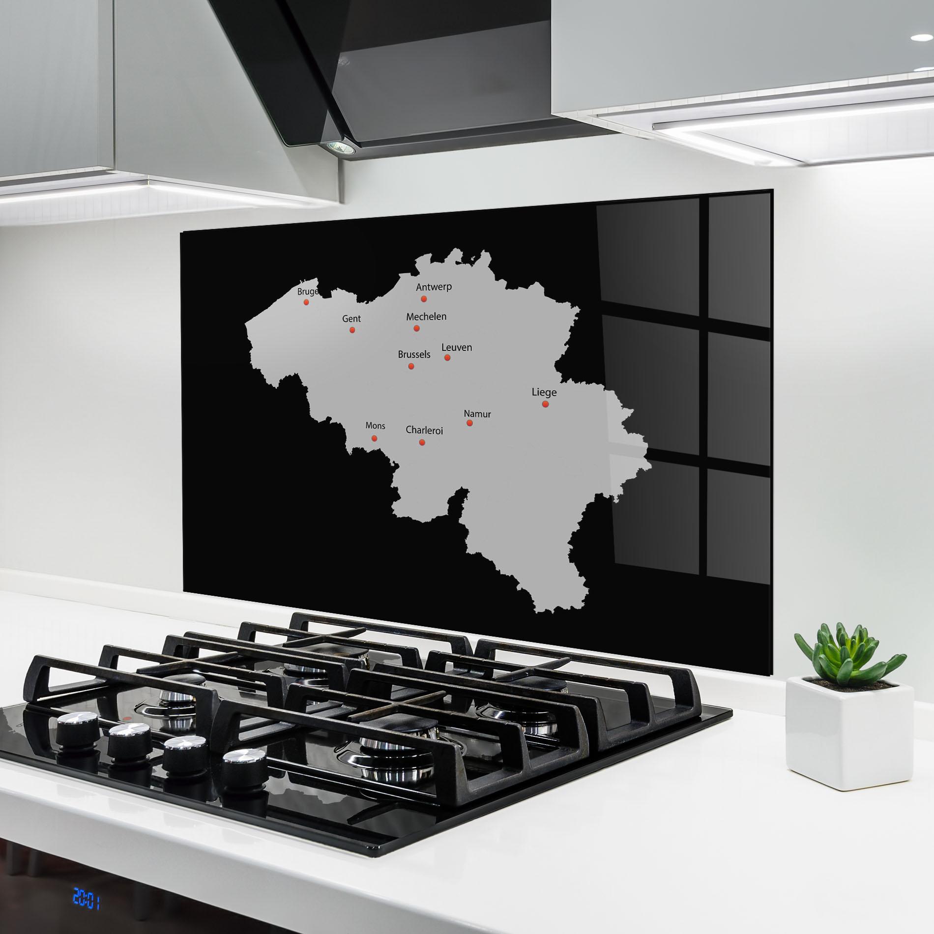 Küchenrückwand Glas Belgium Map mockup 6