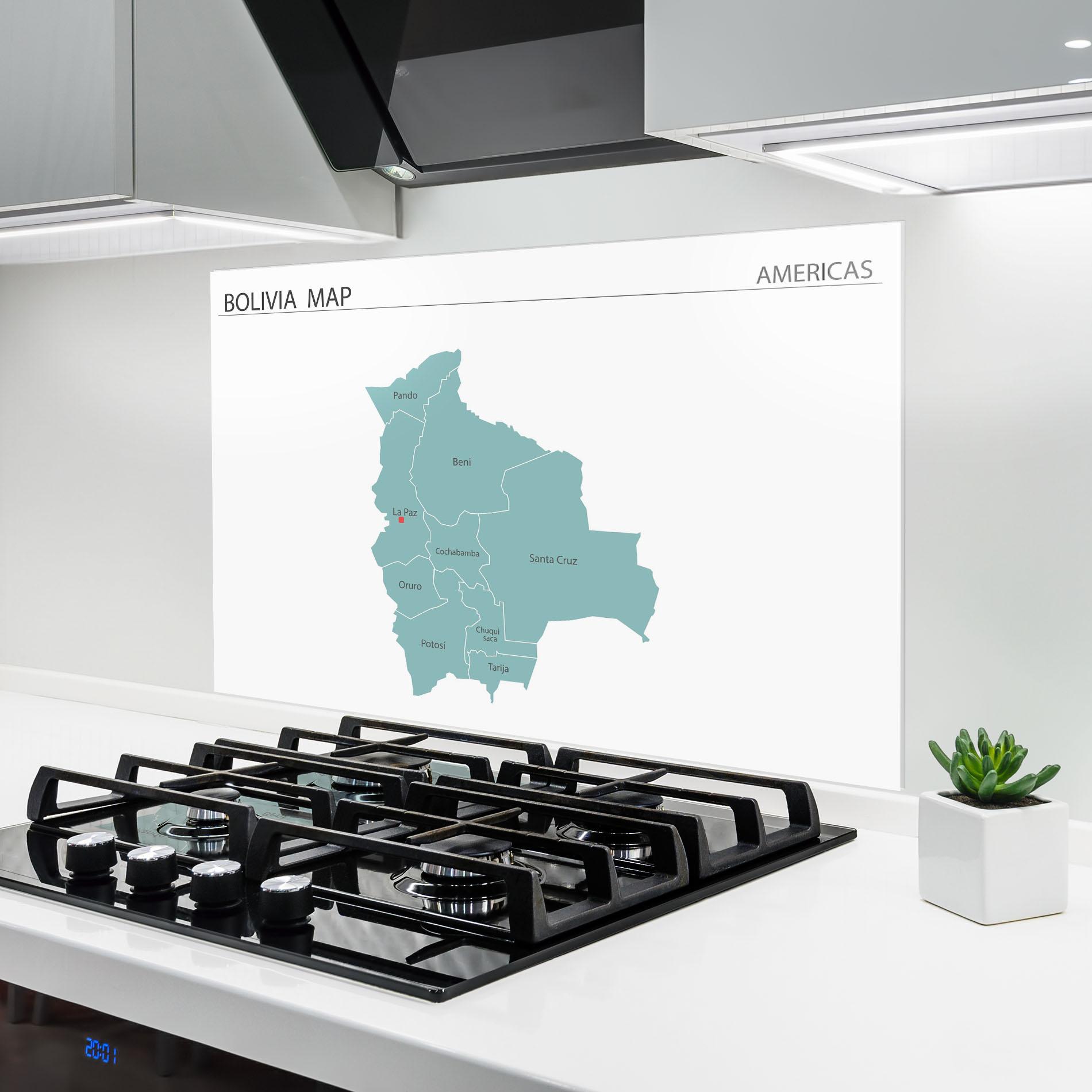 Küchenrückwand Glas Bolivia Map mockup 6