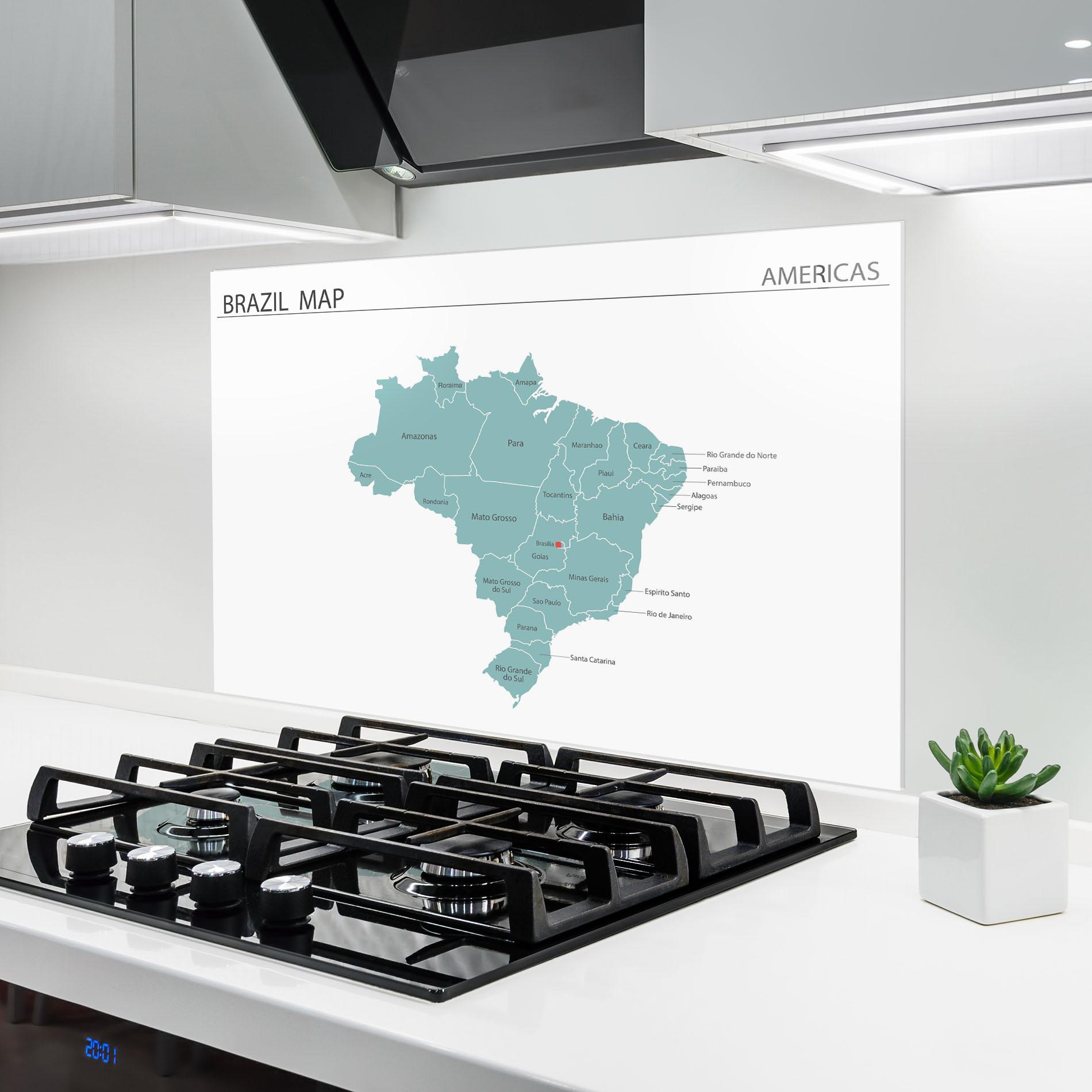 Küchenrückwand Glas Brazil Map mockup 6