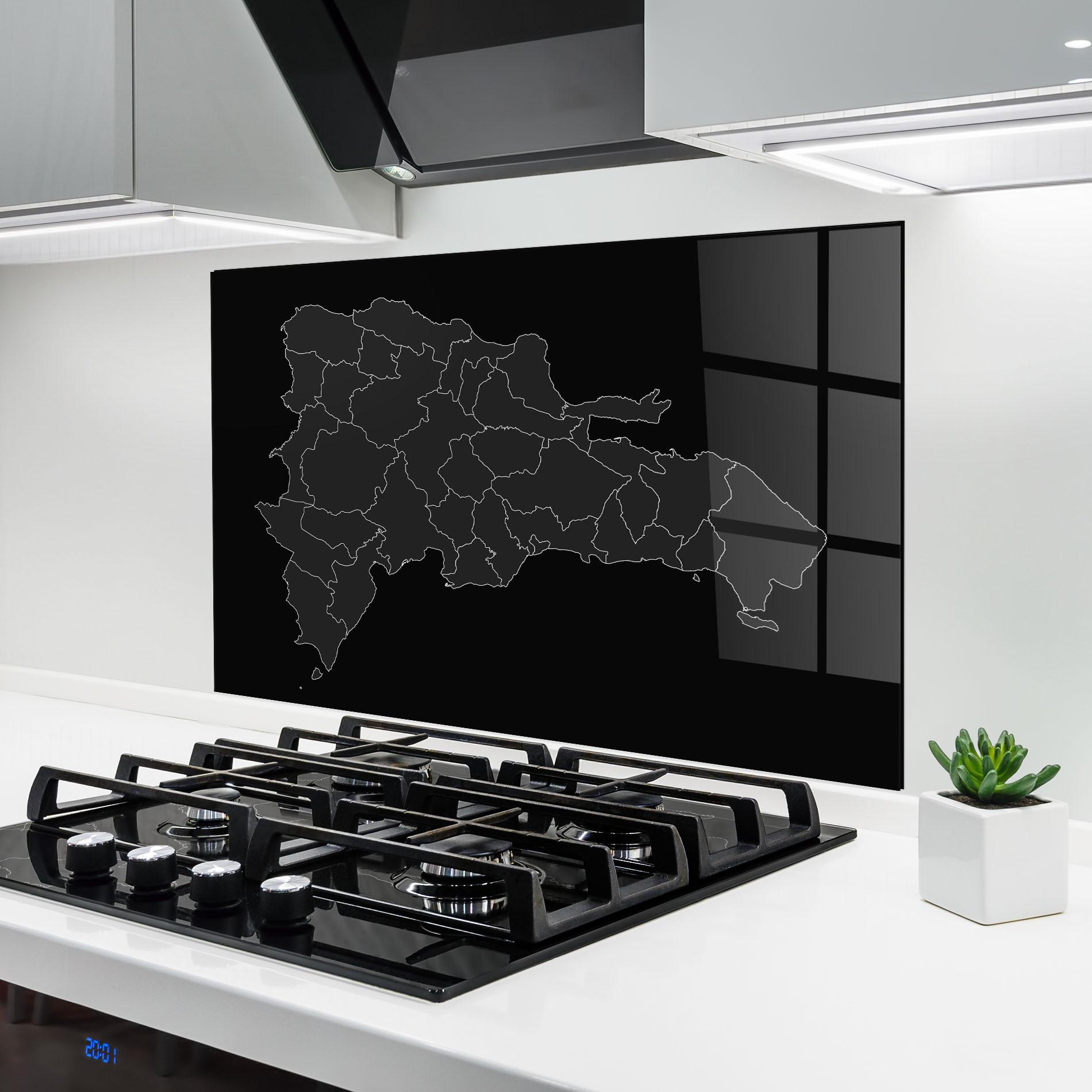 Küchenrückwand Glas Dominican Republic Grey Map mockup 6