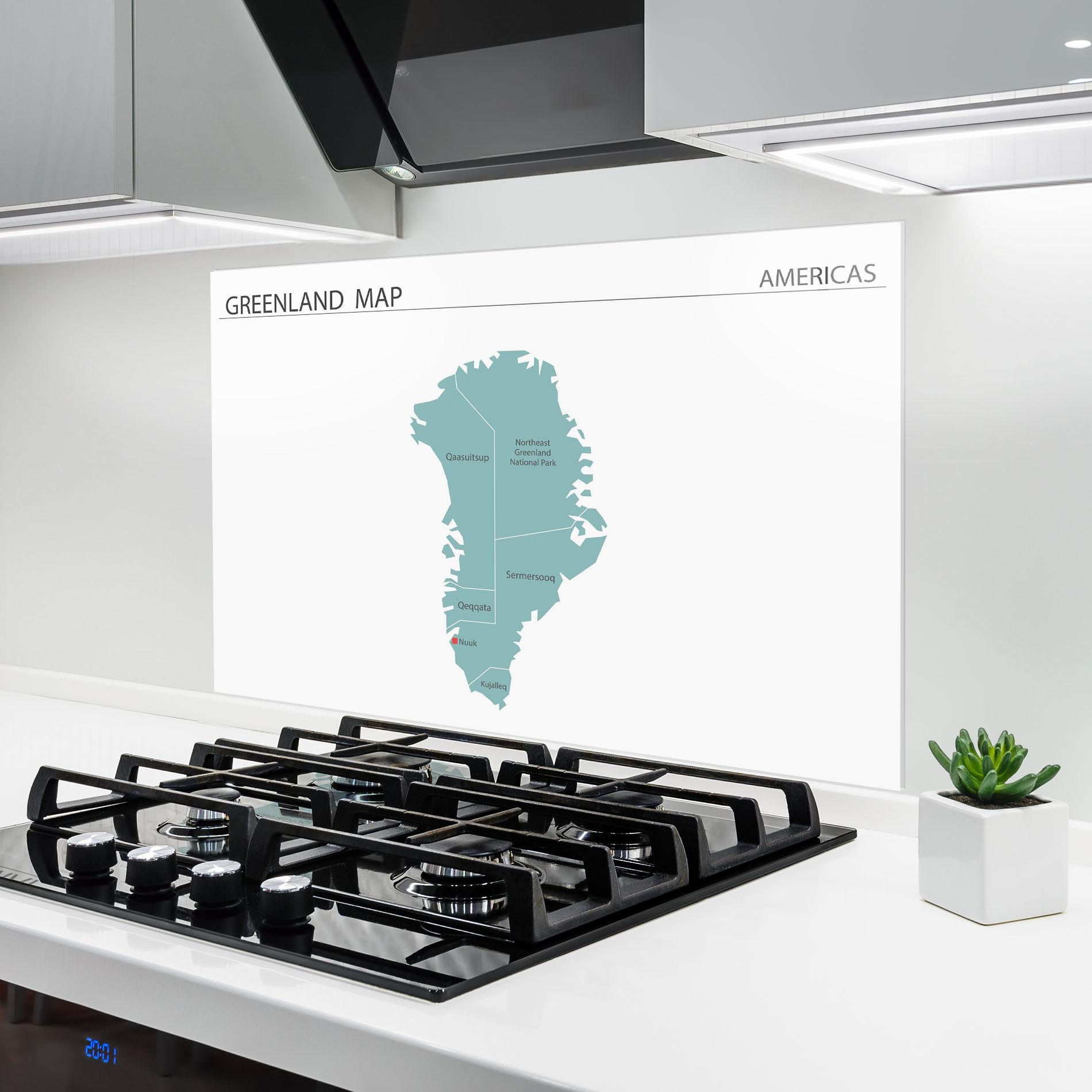 Küchenrückwand Glas Greenland Map mockup 6