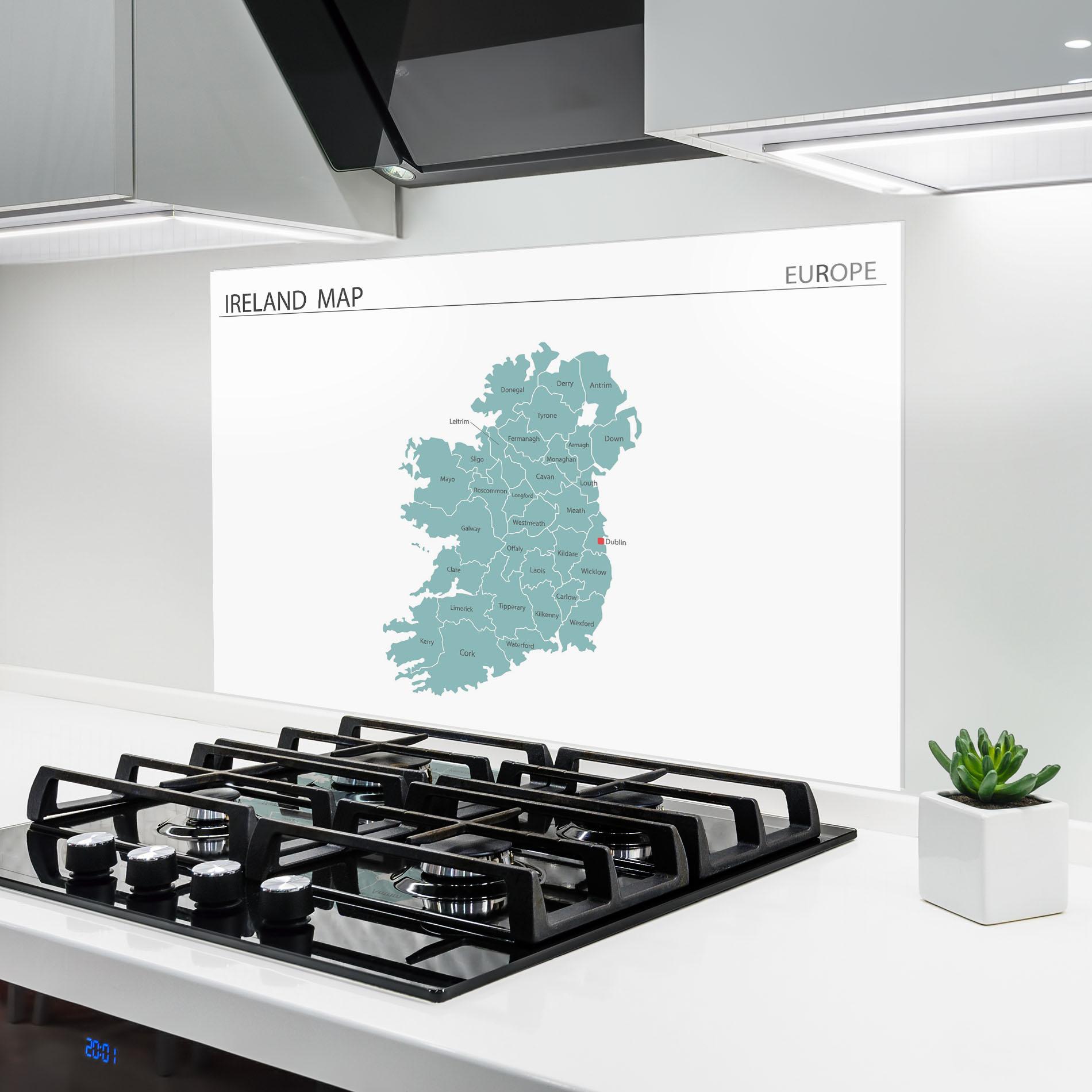 Küchenrückwand Glas Ireland Map mockup 6