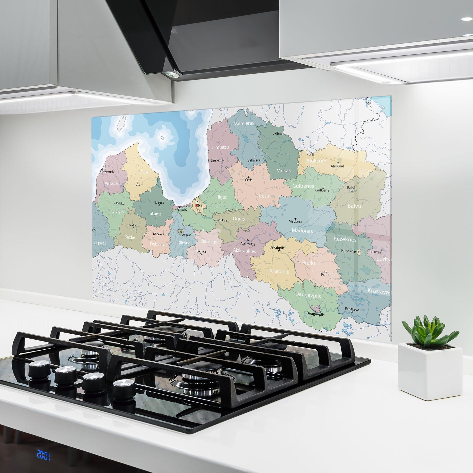 Küchenrückwand Glas Latvia Color Map mockup 6