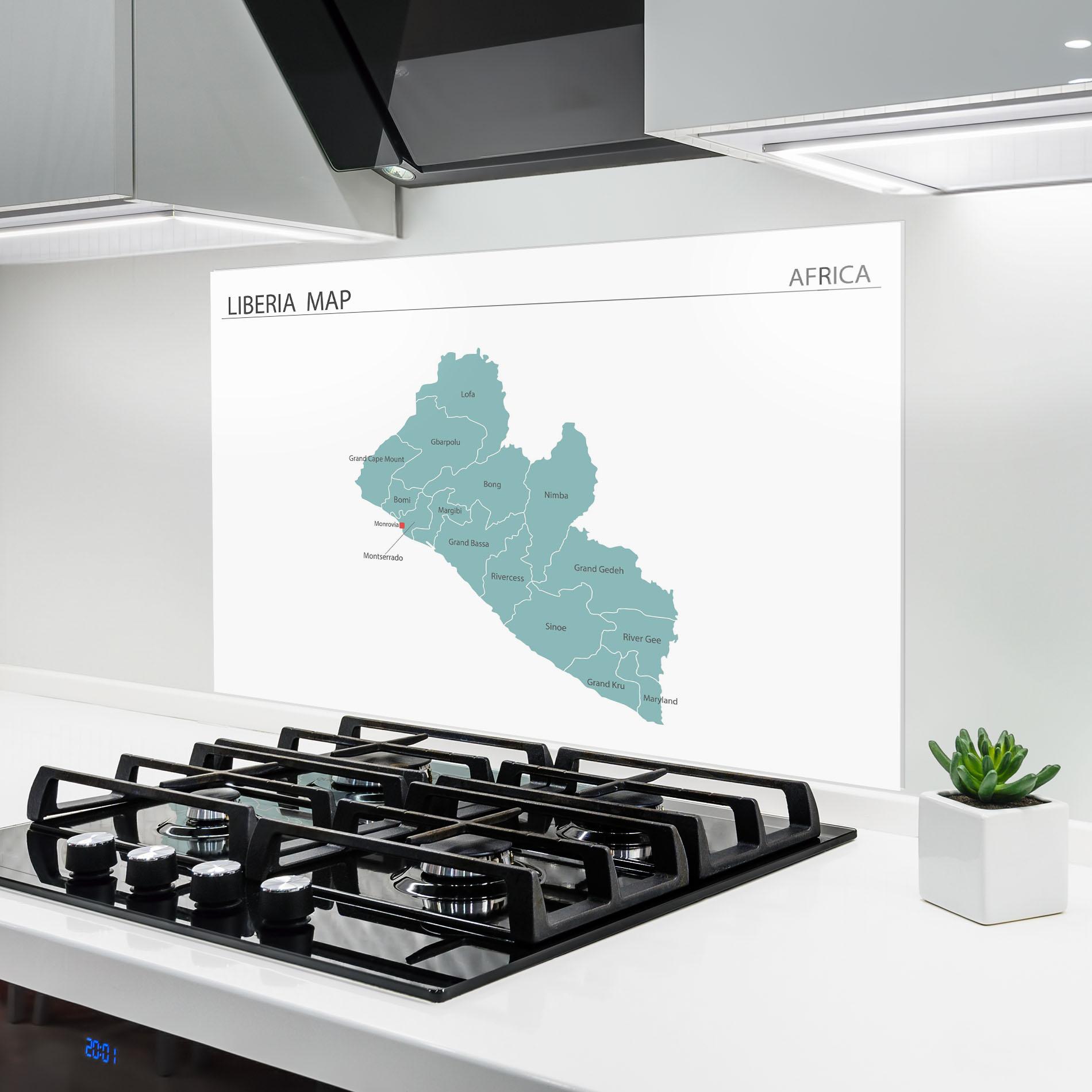 Küchenrückwand Glas Liberia Map mockup 6