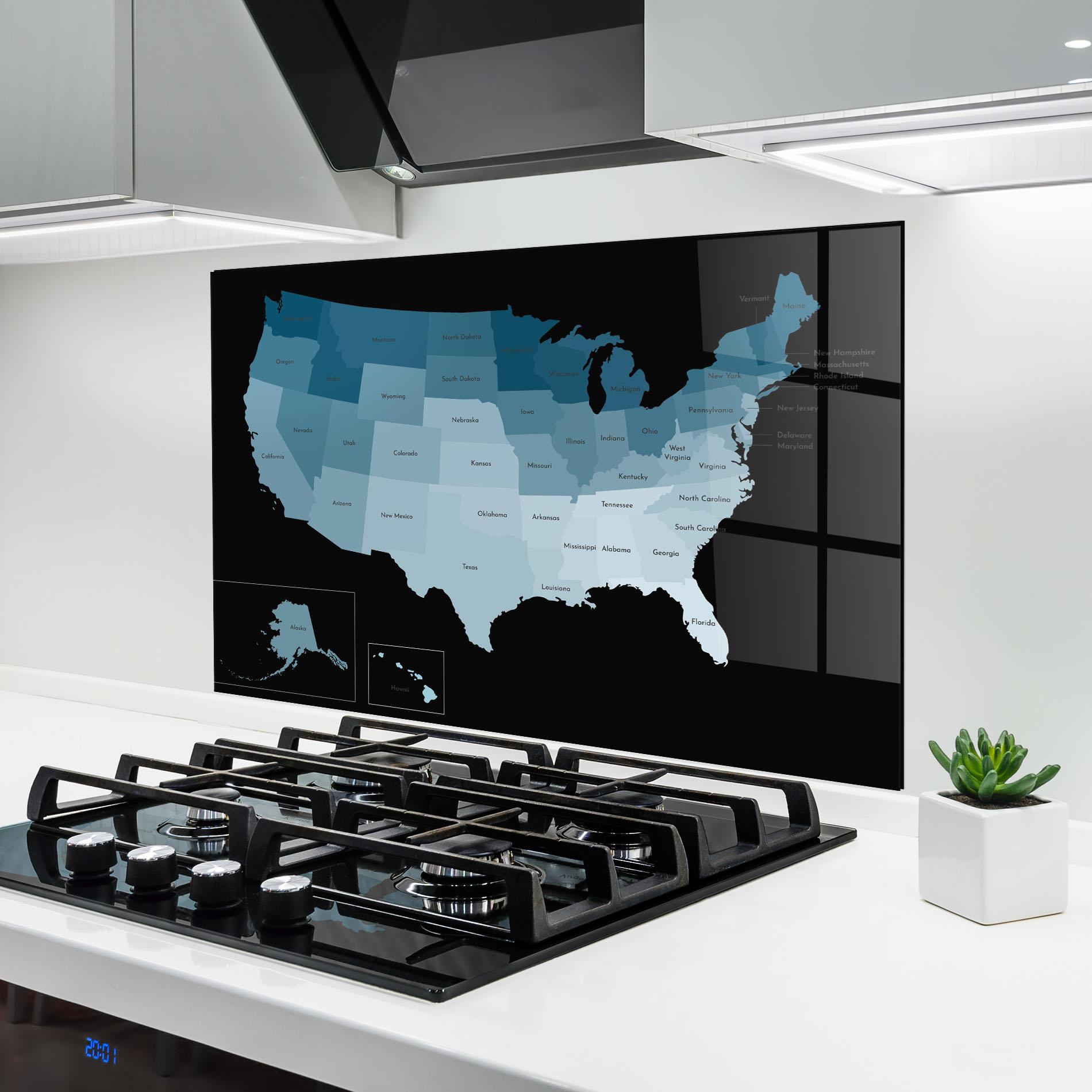 Küchenrückwand Glas Sua Blue Map mockup 6