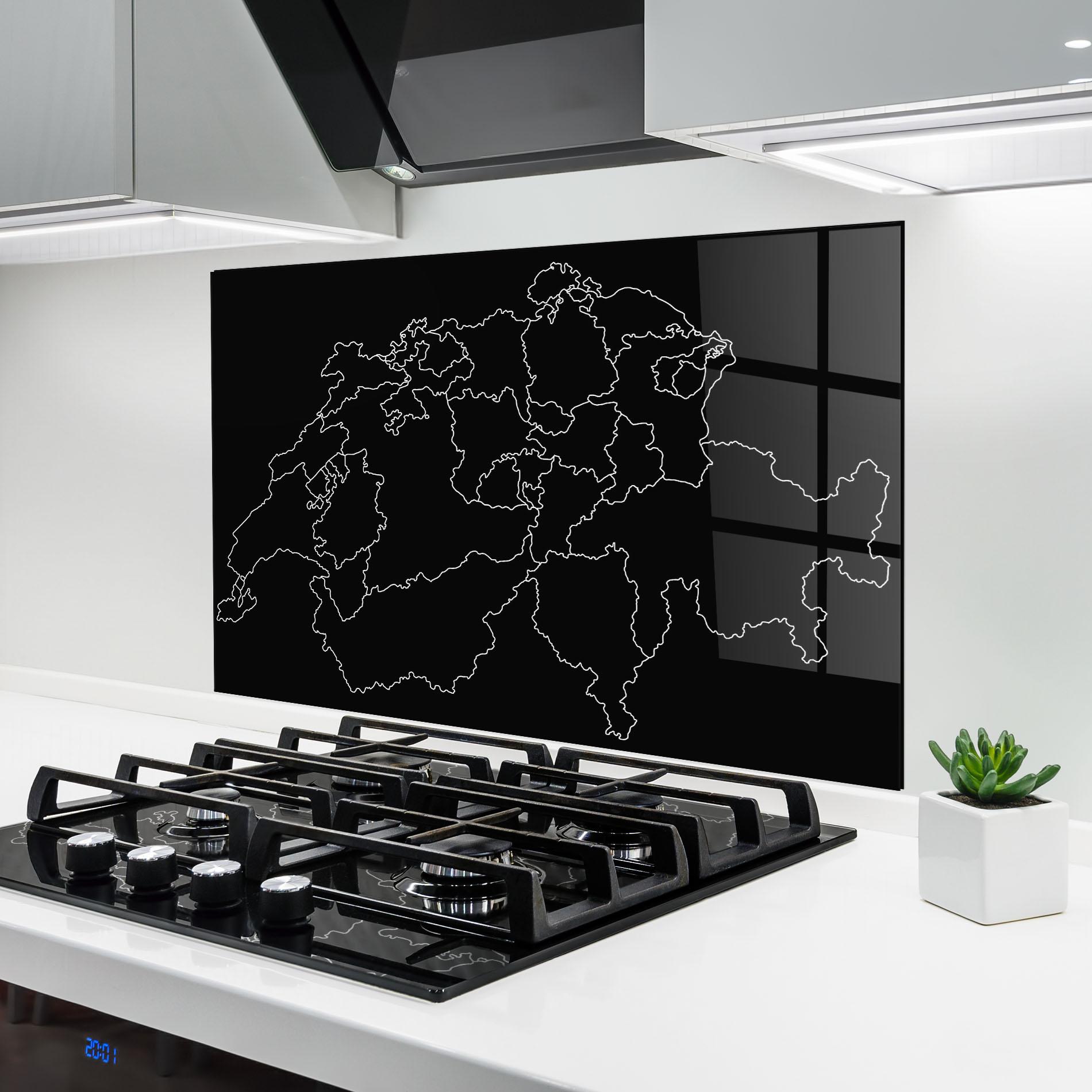 Küchenrückwand Glas Switzerland White Line mockup 6