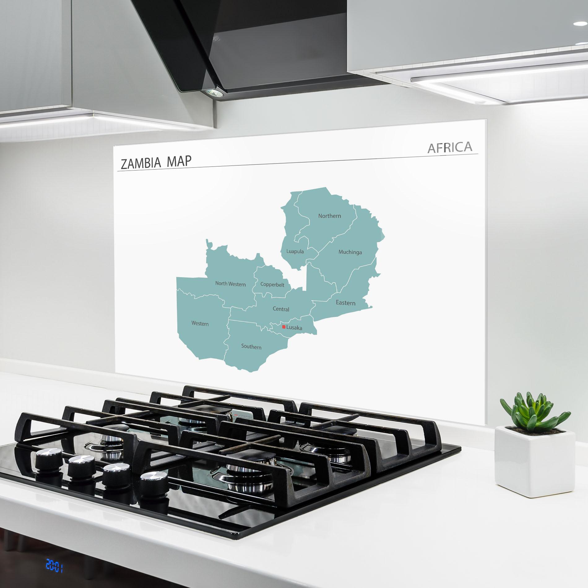 Küchenrückwand Glas Zambia Map mockup 6