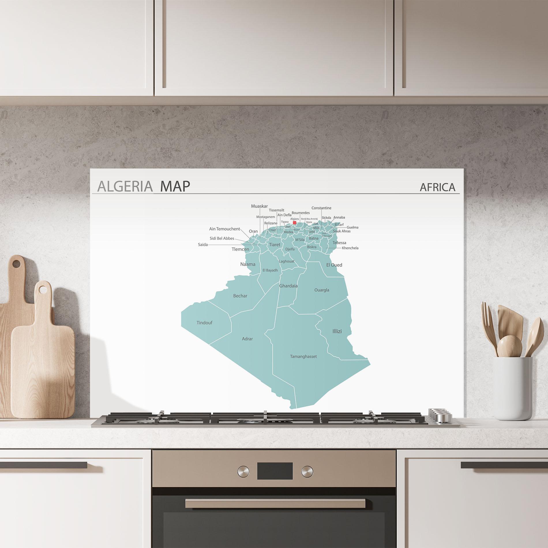 Küchenrückwand Glas Algeria Map mockup 7