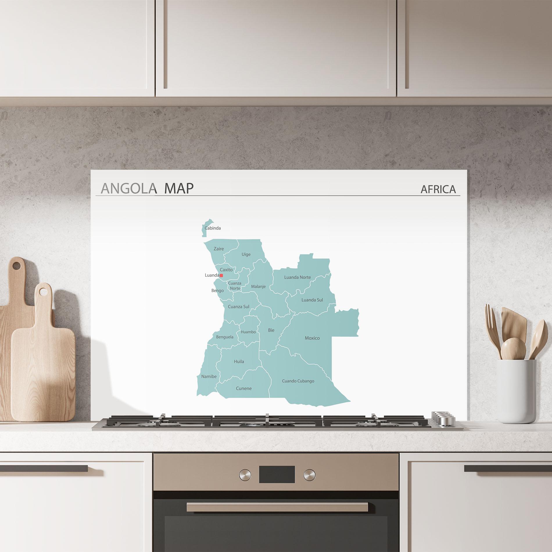 Küchenrückwand Glas Angola Map mockup 7