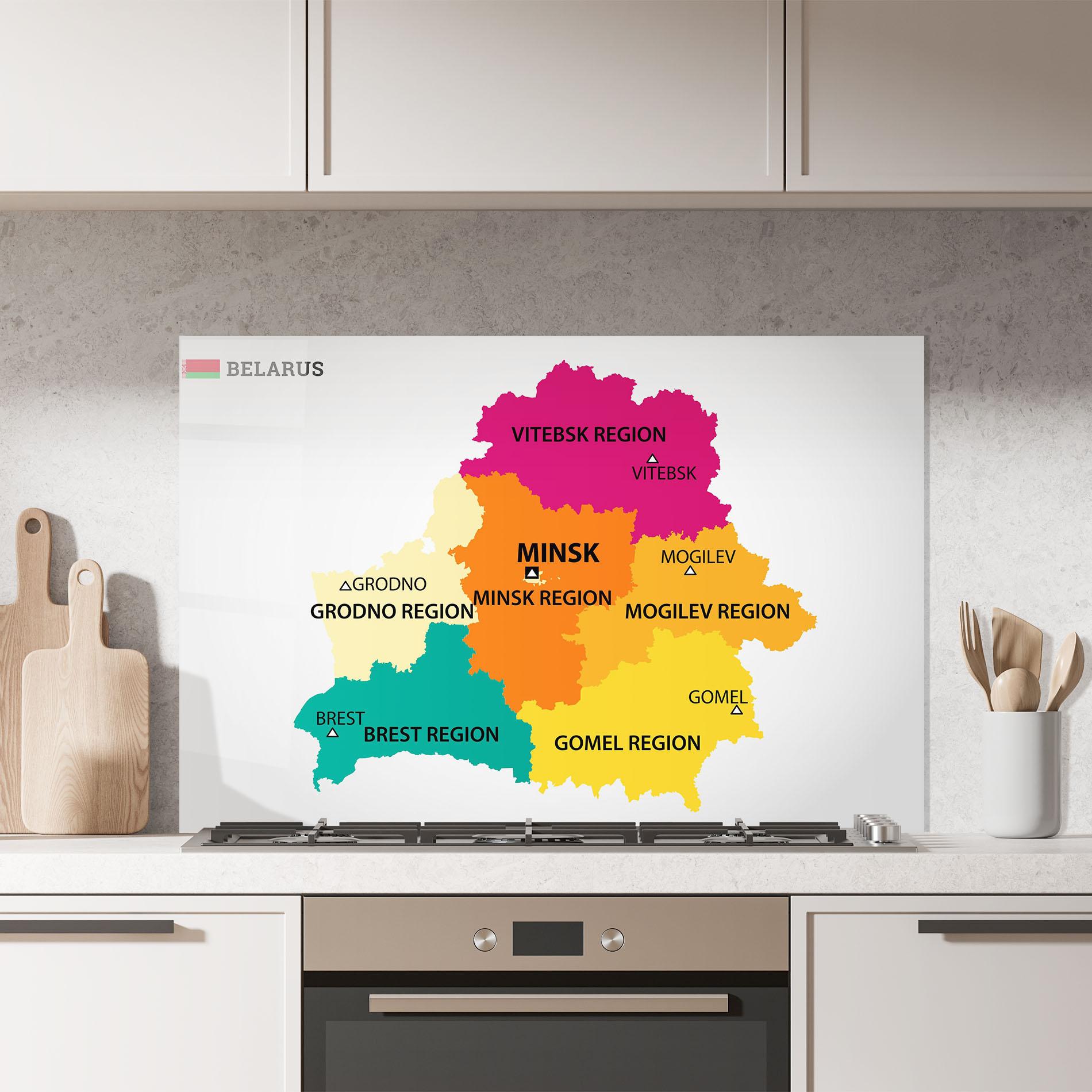 Küchenrückwand Glas Belarus Color Map mockup 7