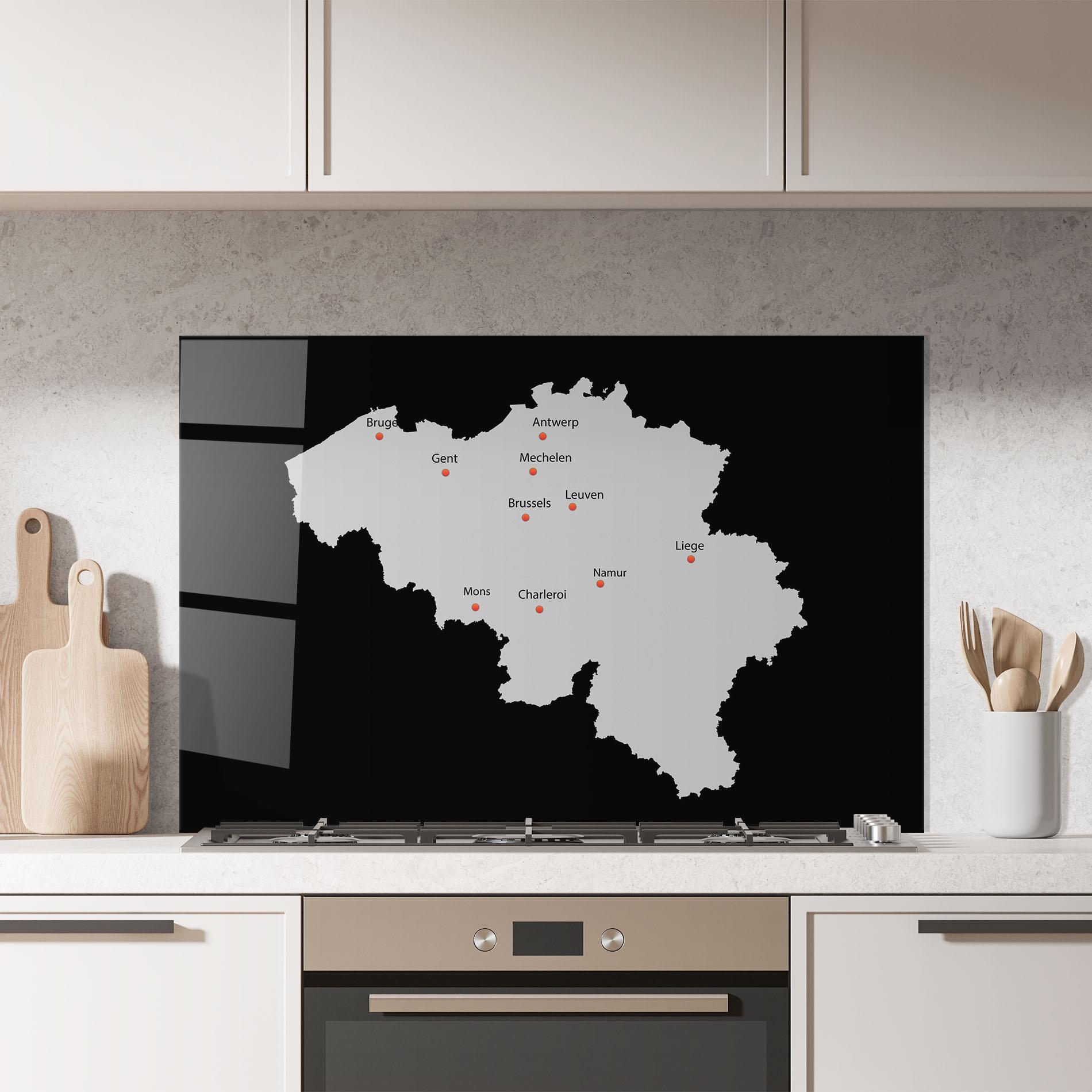 Küchenrückwand Glas Belgium Map mockup 7