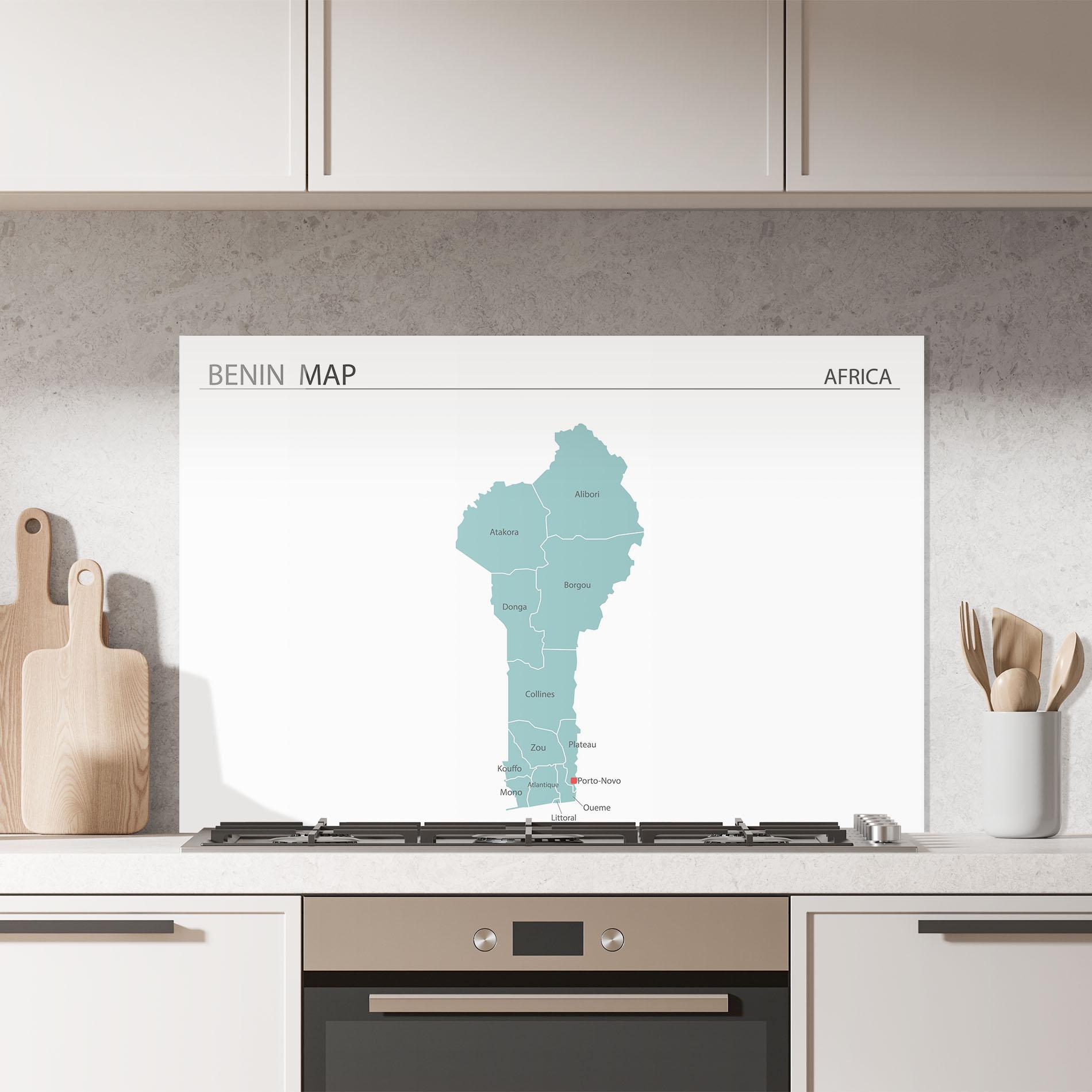 Küchenrückwand Glas Benin Map mockup 7