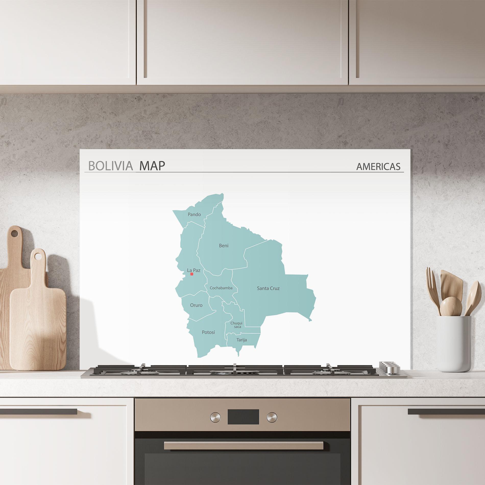 Küchenrückwand Glas Bolivia Map mockup 7