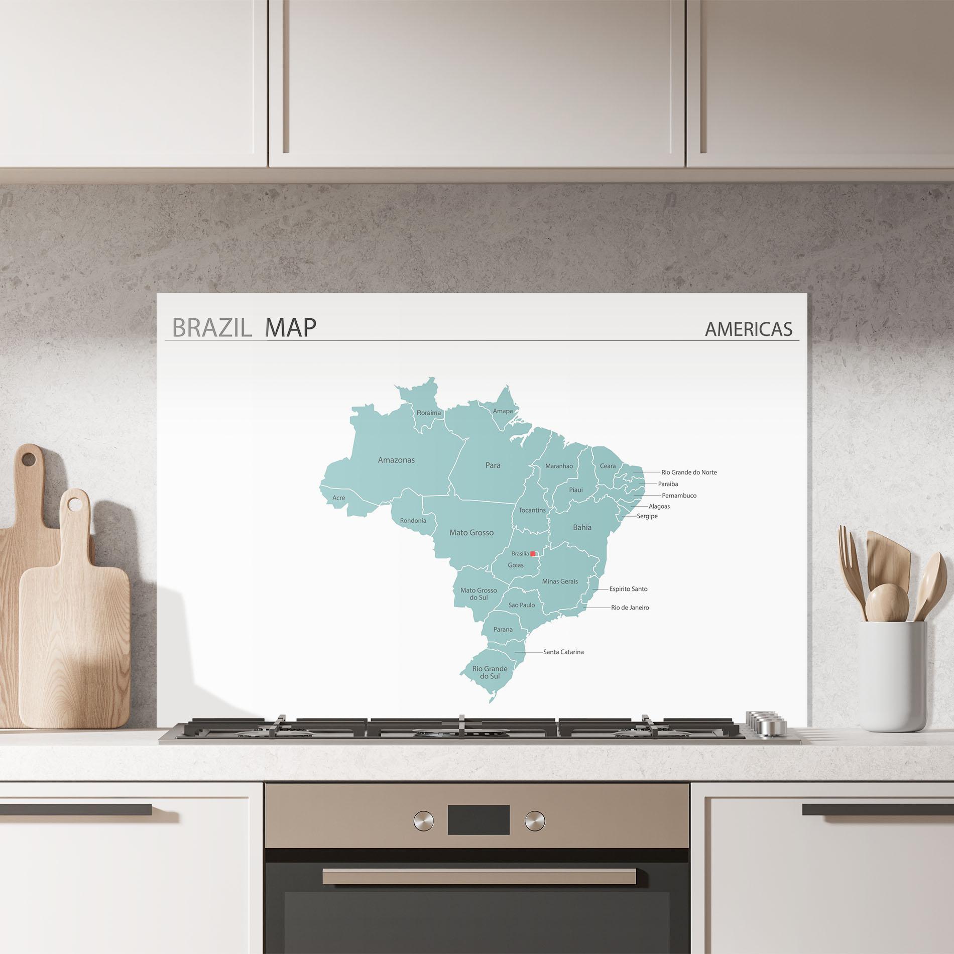 Küchenrückwand Glas Brazil Map mockup 7
