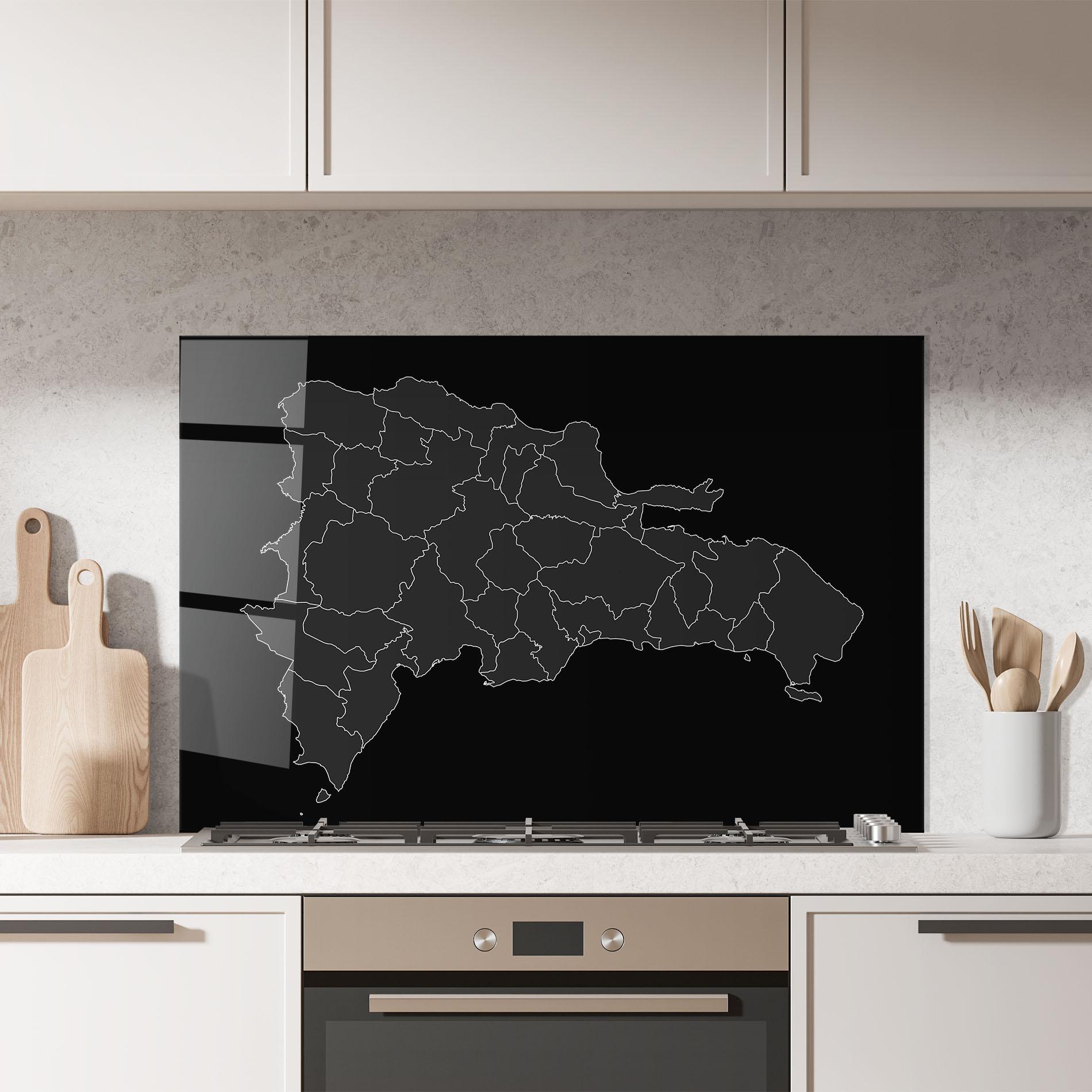 Küchenrückwand Glas Dominican Republic Grey Map mockup 7