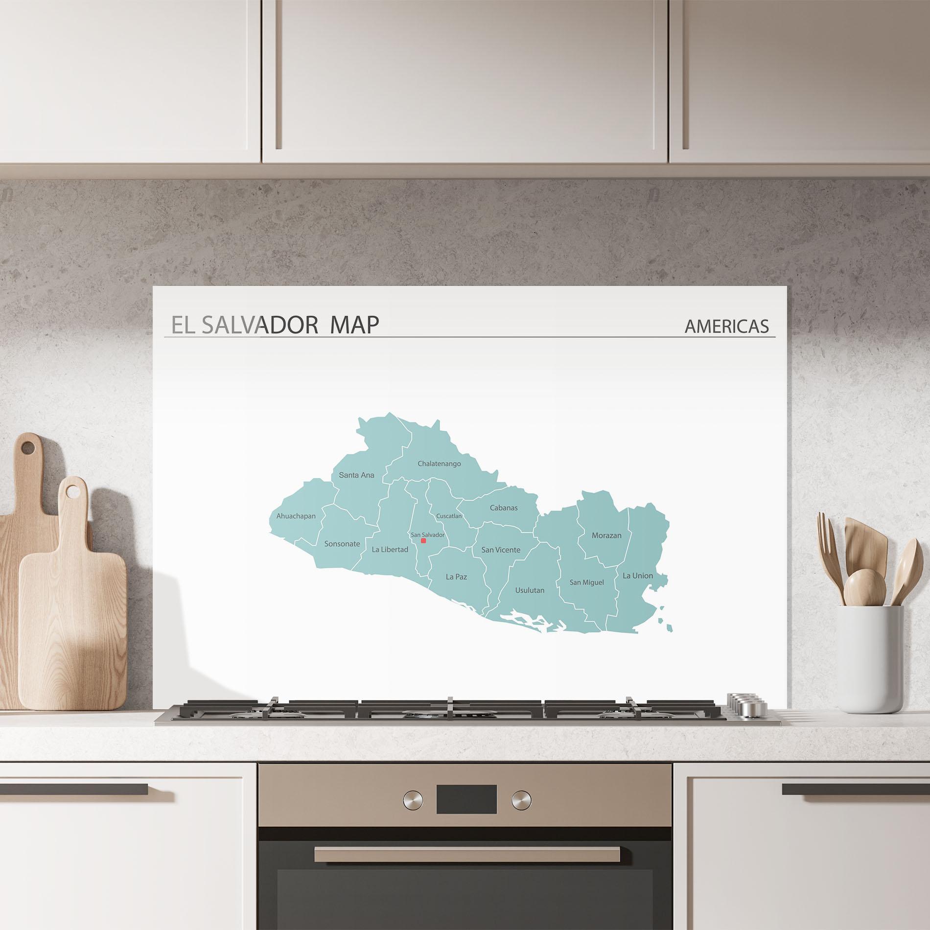 Küchenrückwand Glas El Salvador Map mockup 7