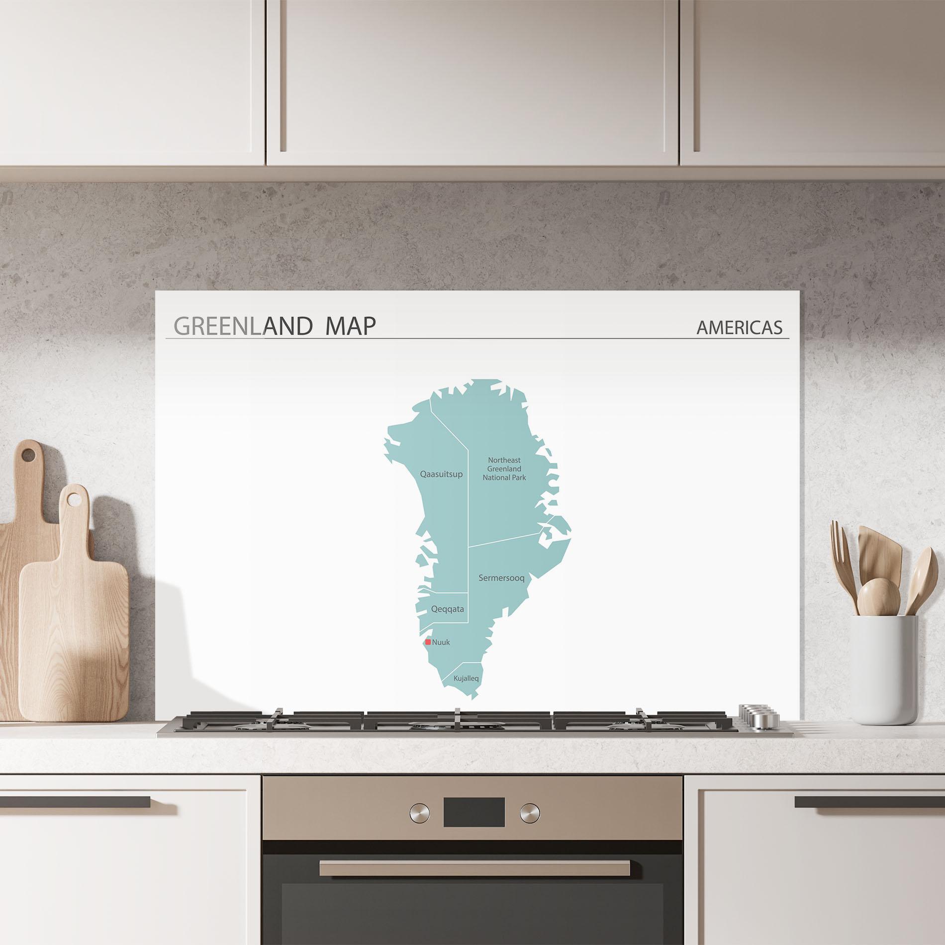 Küchenrückwand Glas Greenland Map mockup 7