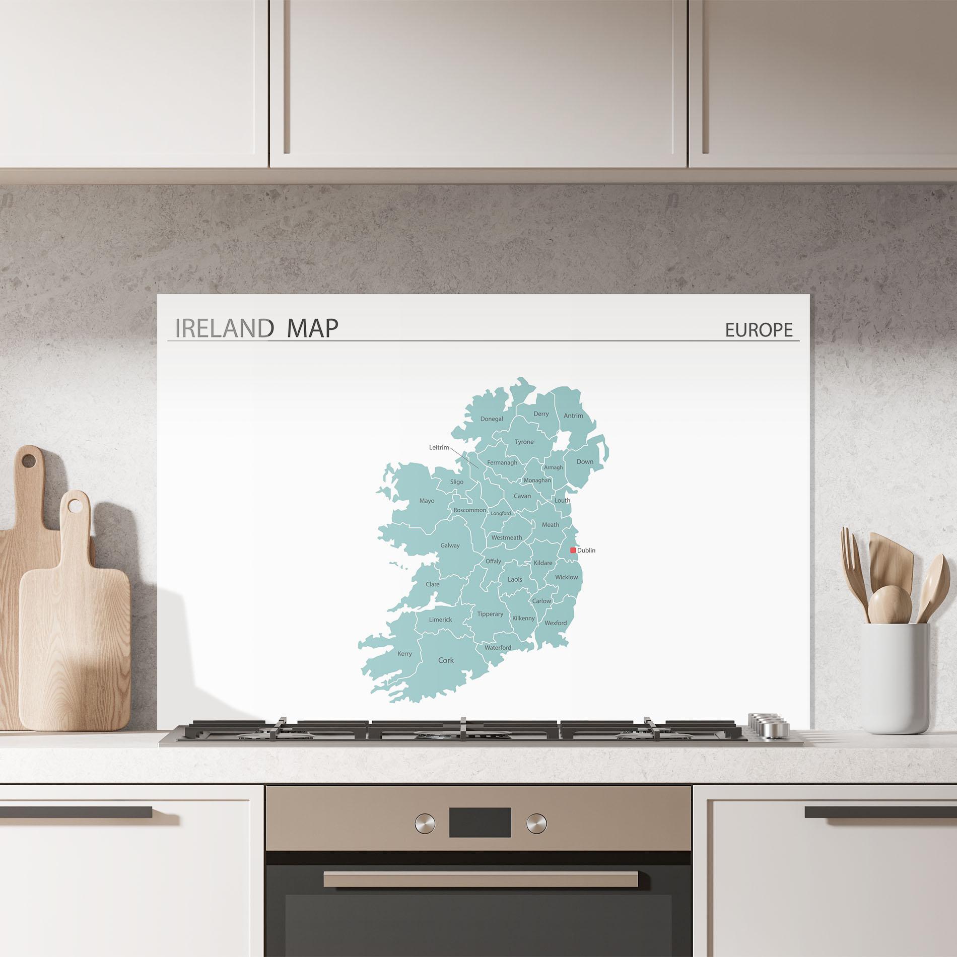 Küchenrückwand Glas Ireland Map mockup 7