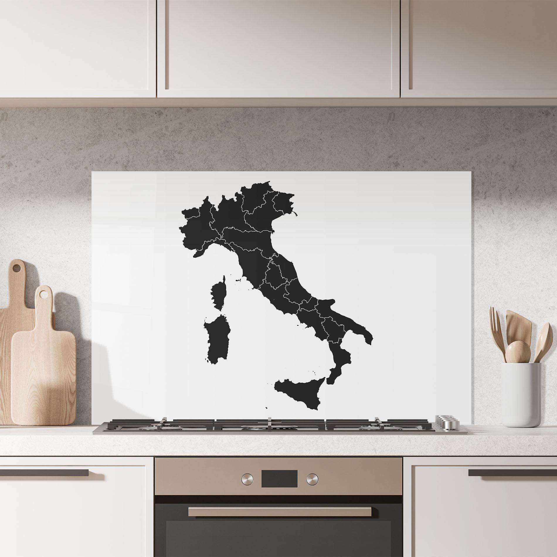 Küchenrückwand Glas Italy Grey Map mockup 7