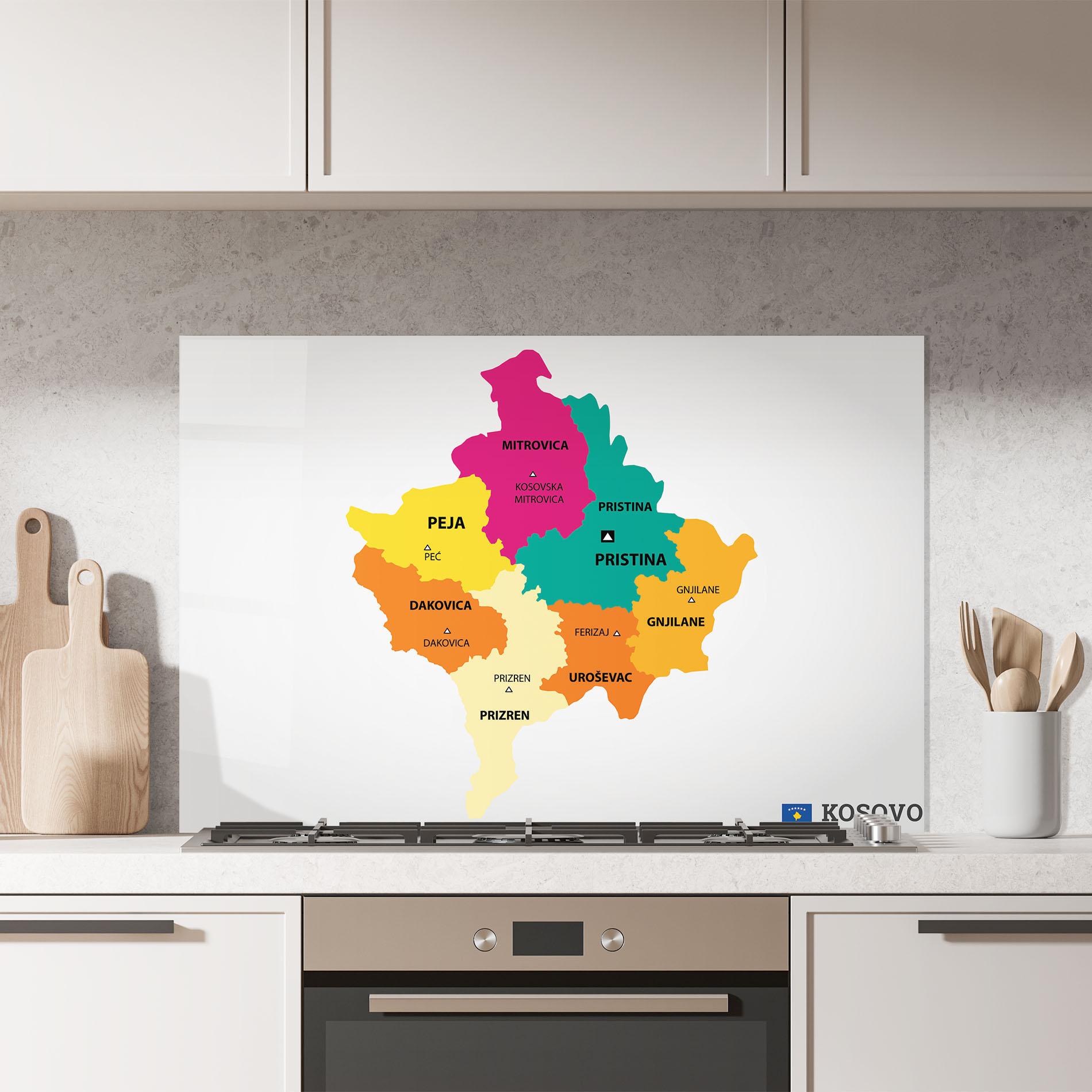 Küchenrückwand Glas Kosovo Color Map mockup 7