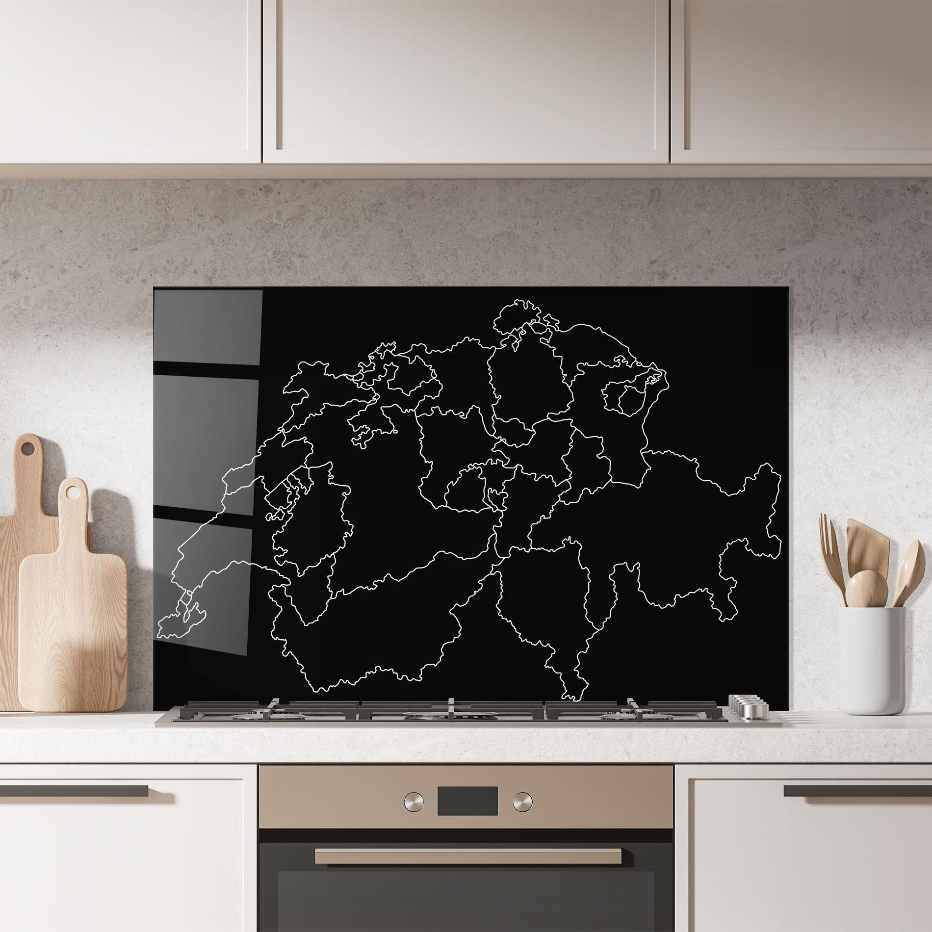 Küchenrückwand Glas Switzerland White Line mockup 7