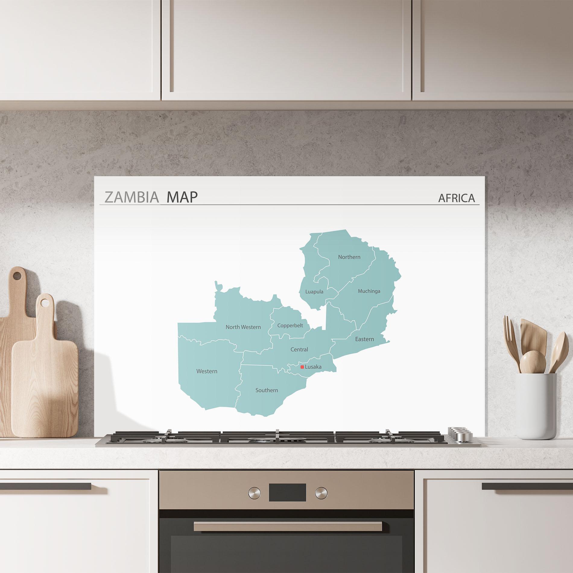 Küchenrückwand Glas Zambia Map mockup 7
