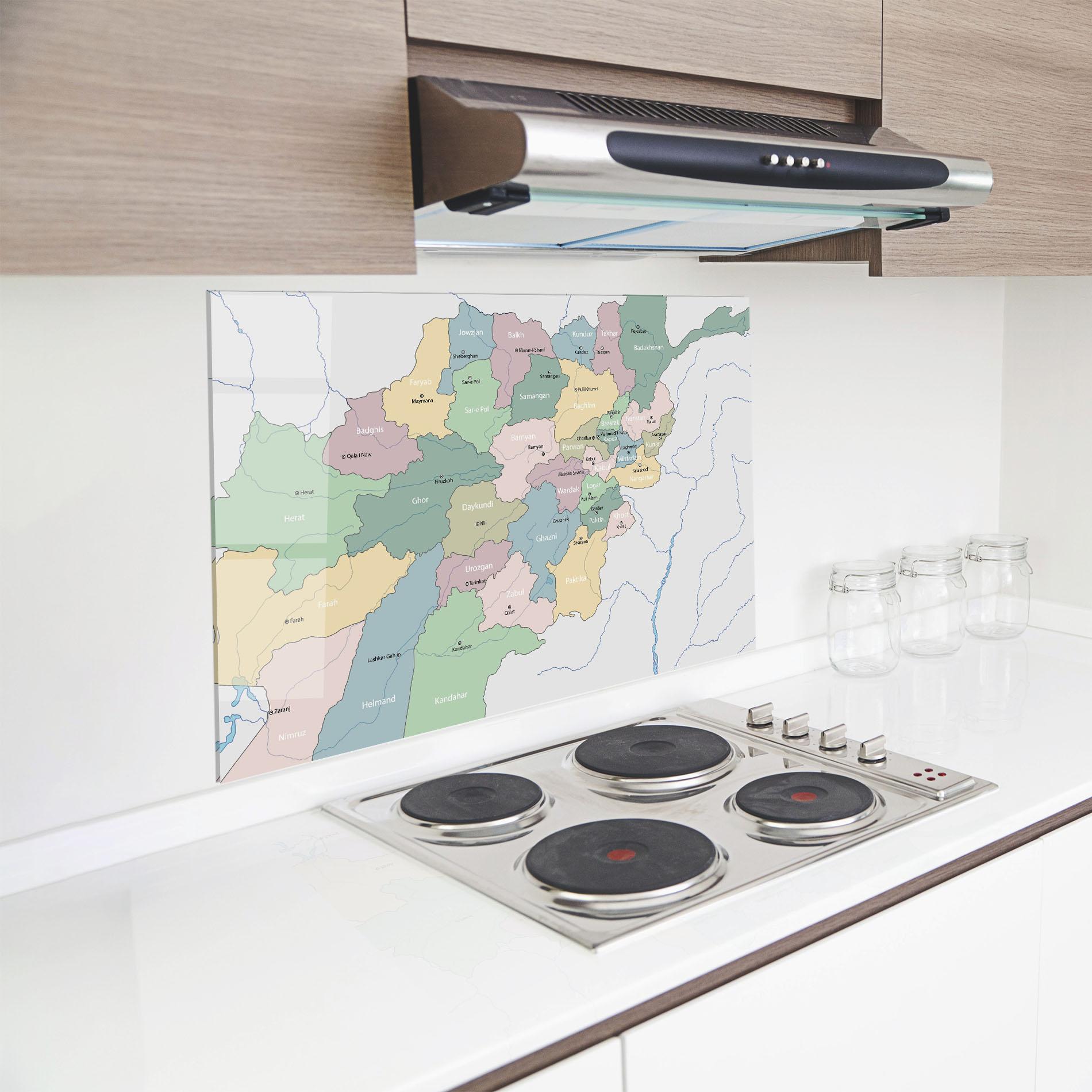 Küchenrückwand Glas Afghanistan Map mockup 8