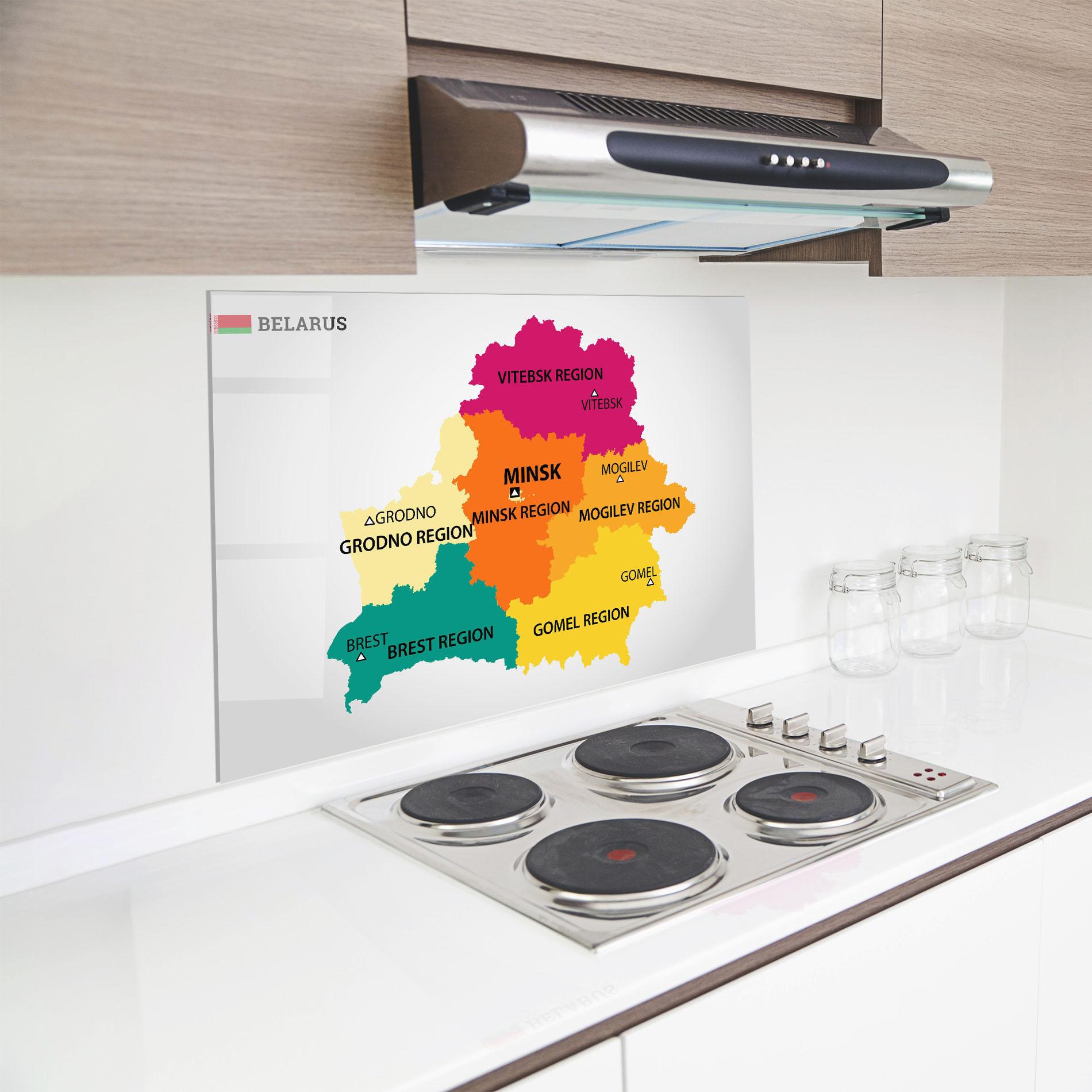Küchenrückwand Glas Belarus Color Map mockup 8