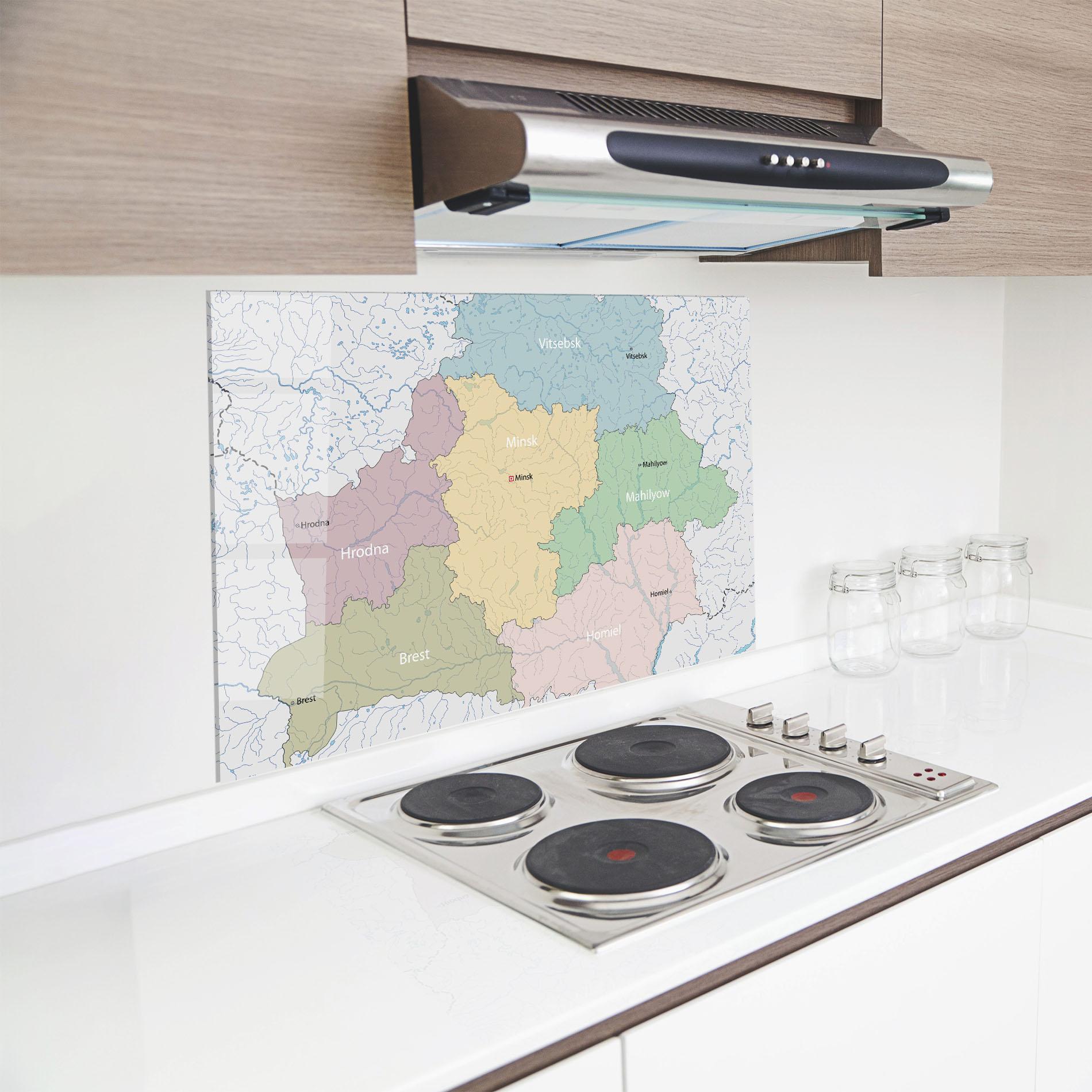 Küchenrückwand Glas Belarus Map mockup 8