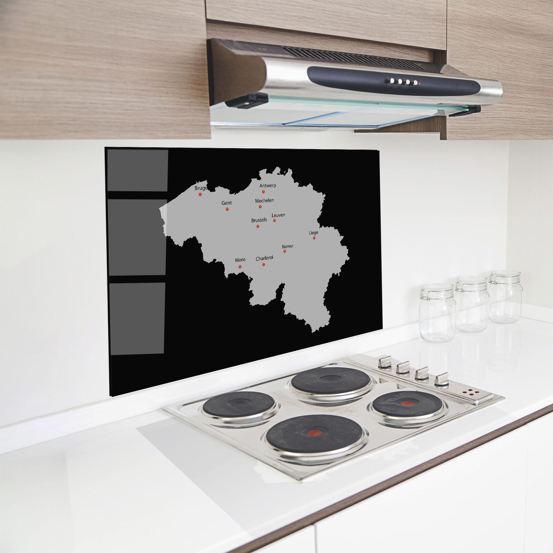Küchenrückwand Glas Belgium Map mockup 8