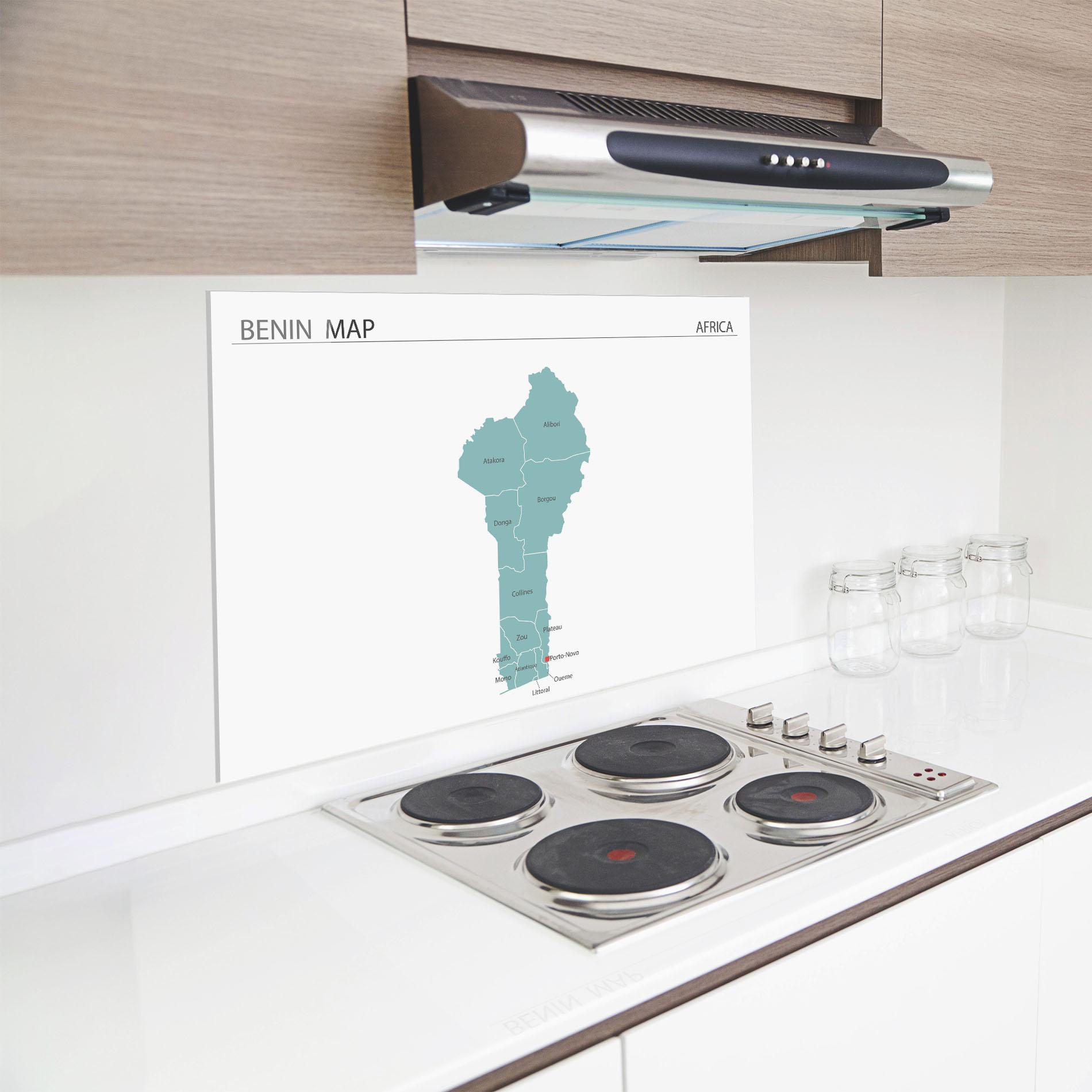 Küchenrückwand Glas Benin Map mockup 8