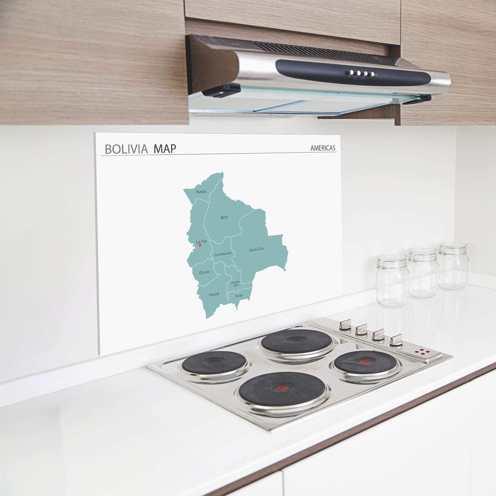 Küchenrückwand Glas Bolivia Map mockup 8