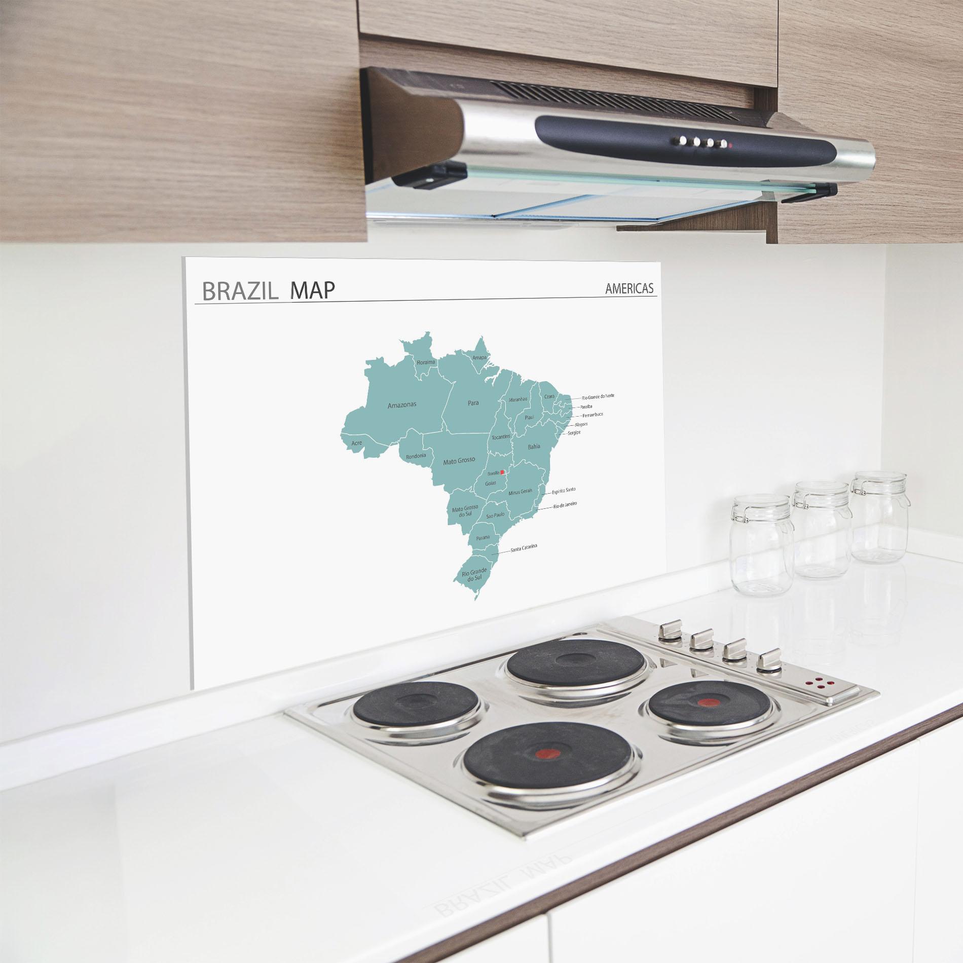 Küchenrückwand Glas Brazil Map mockup 8