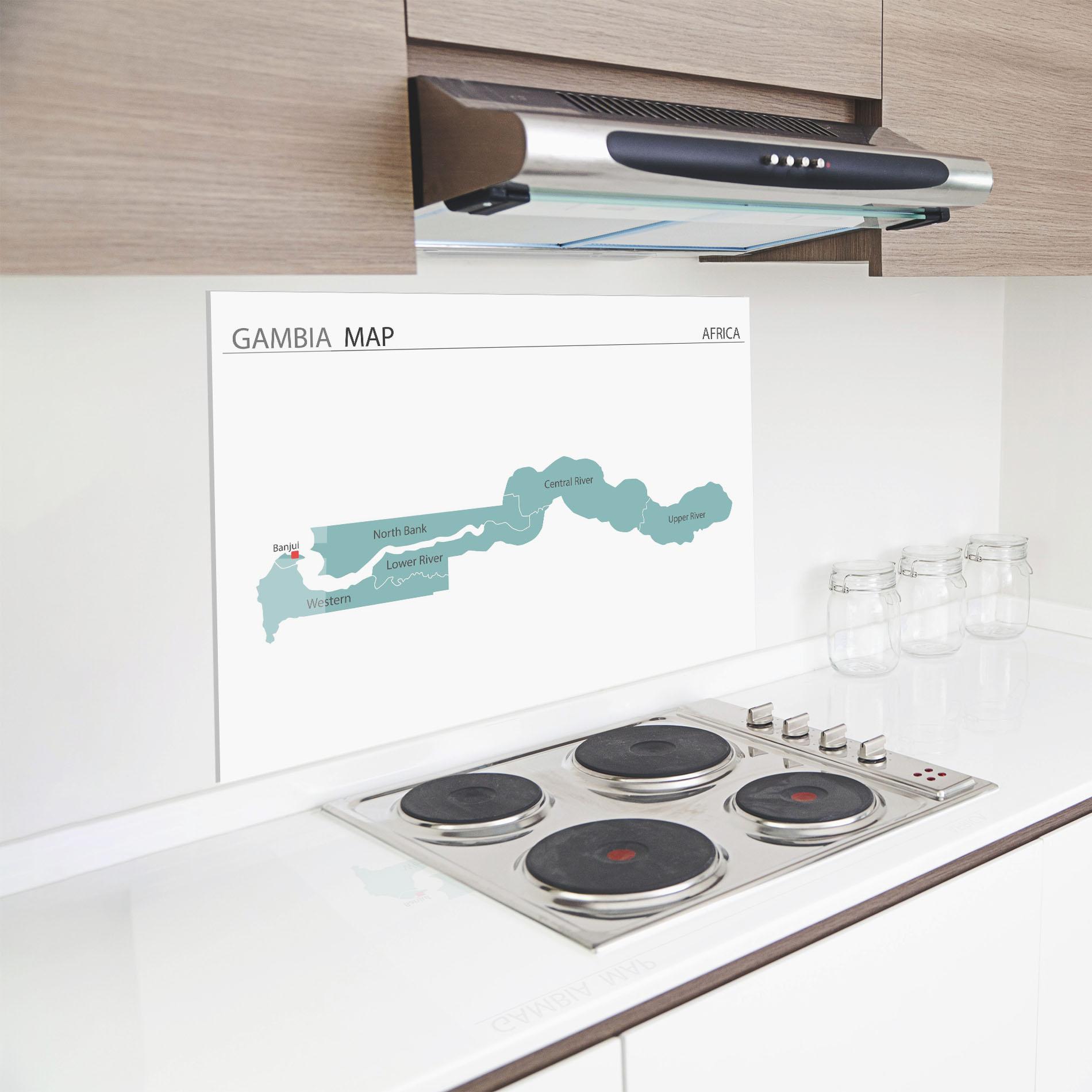 Küchenrückwand Glas Gambia Map mockup 8