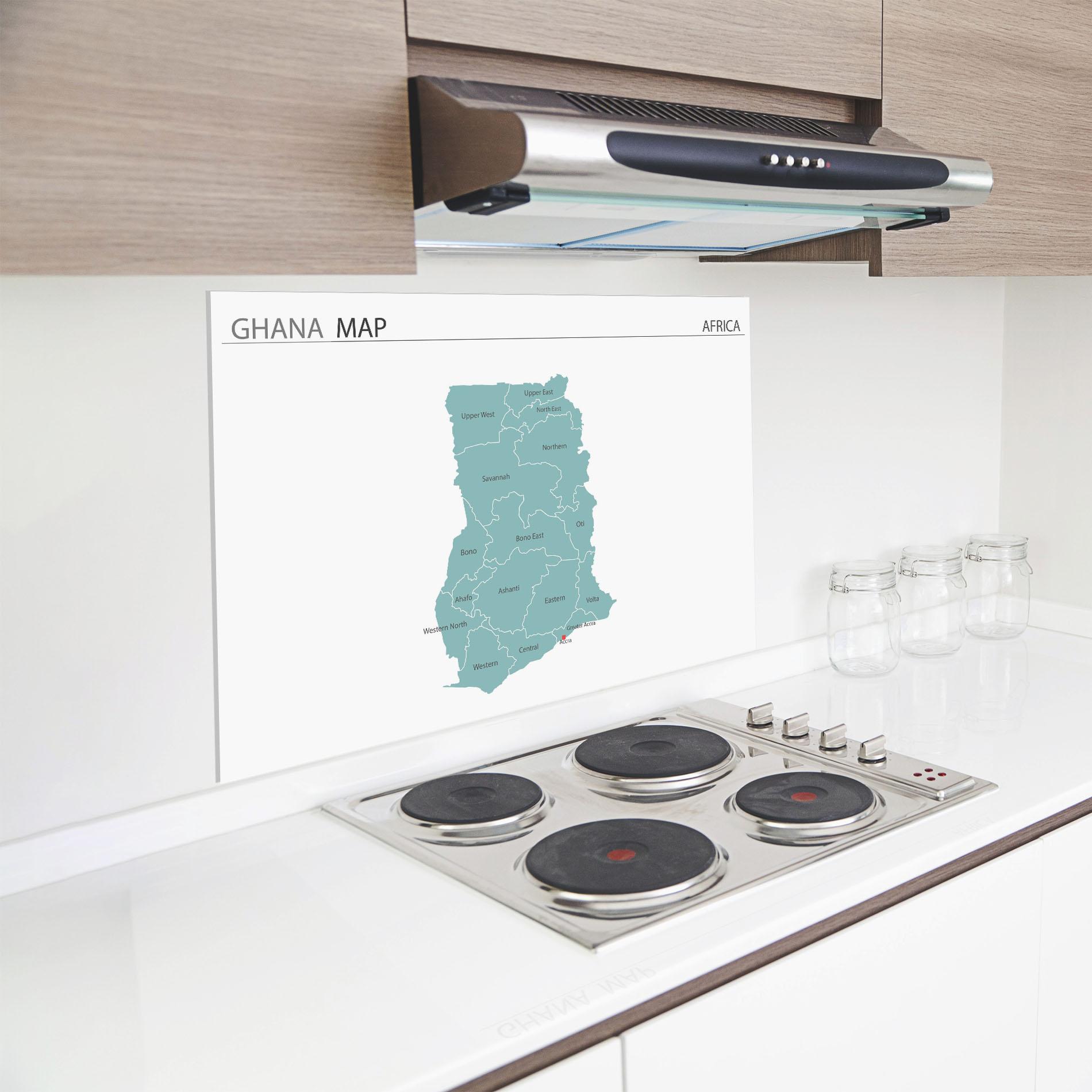 Küchenrückwand Glas Ghana Map mockup 8