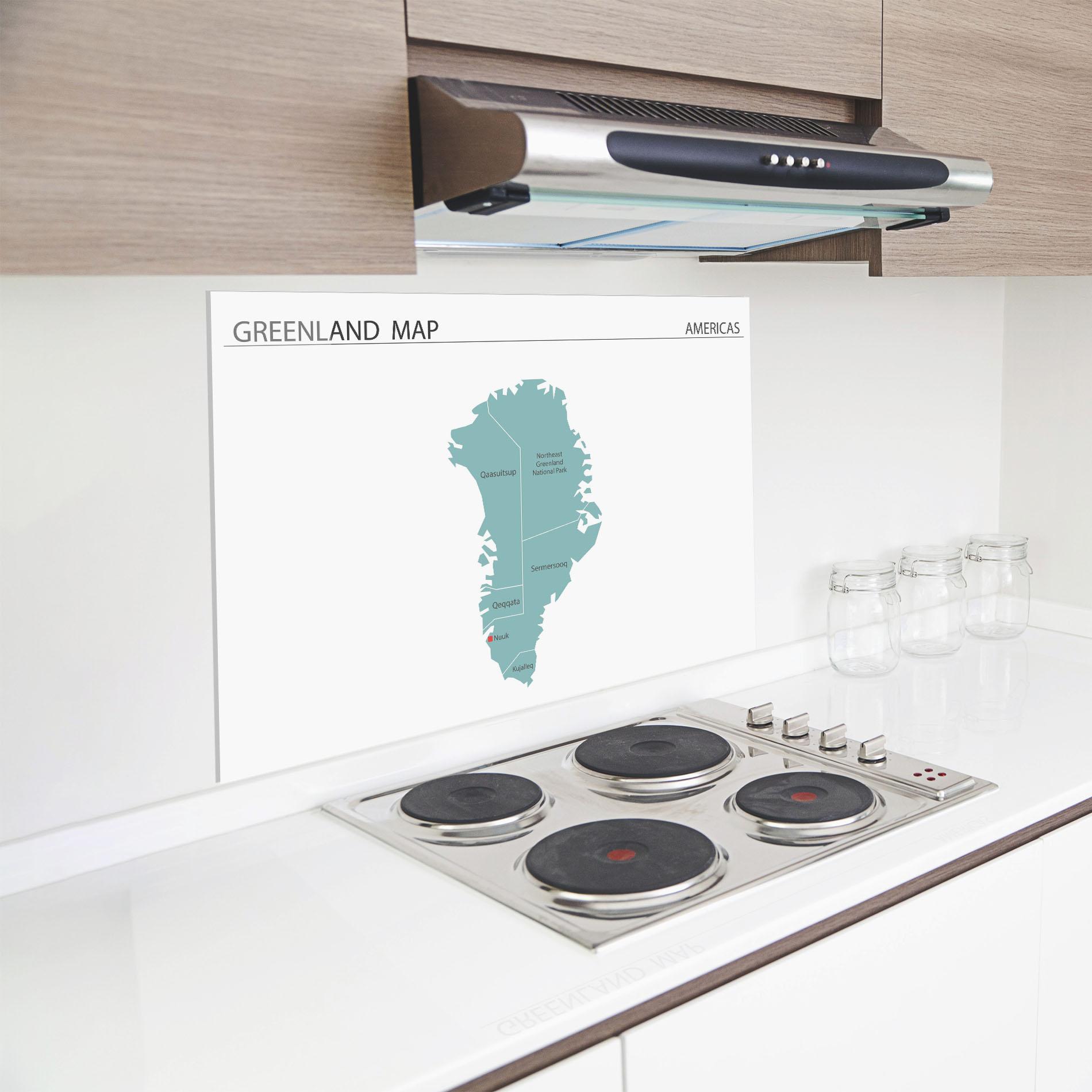 Küchenrückwand Glas Greenland Map mockup 8